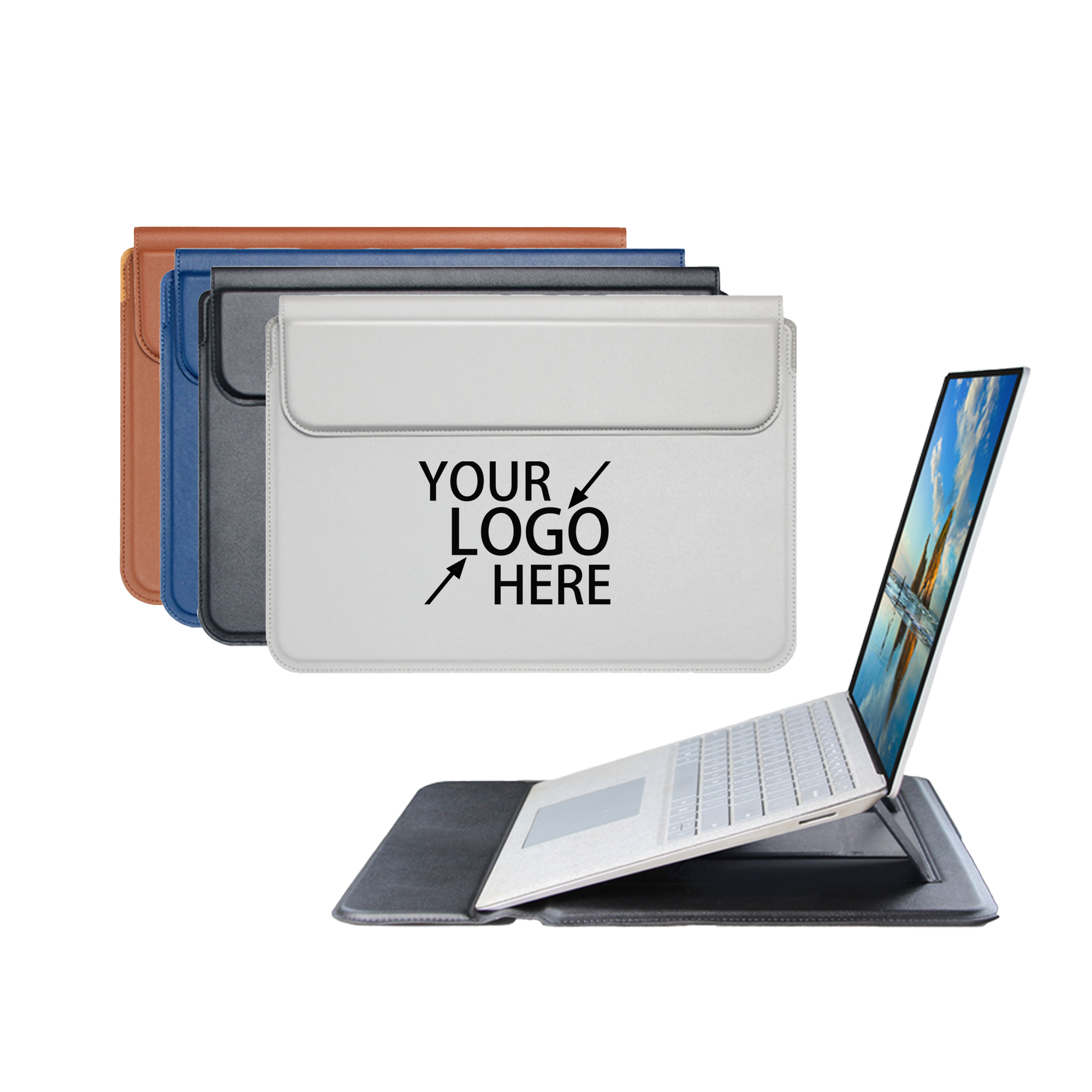 15.4" PU Laptop Organizer with Support Stand 2