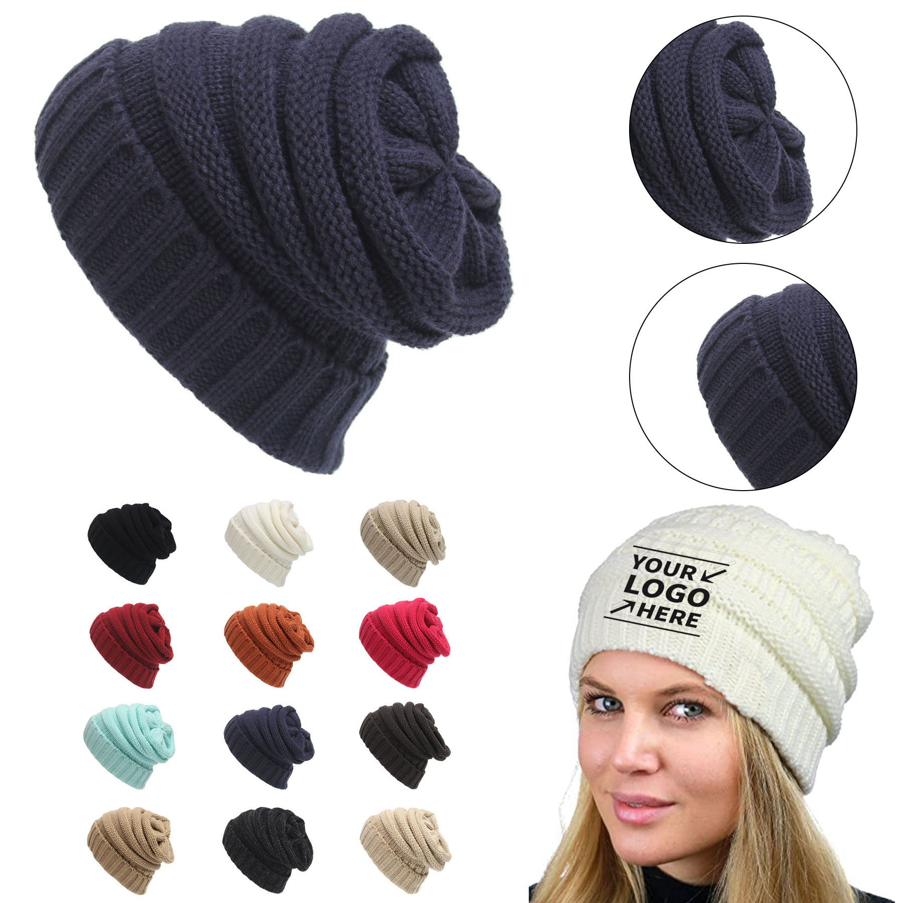 Unisex Soft Stretch Cable Knit Beanie 2