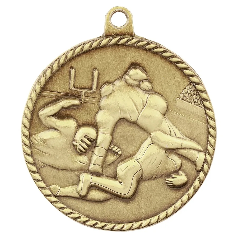 2" High Relief Medal-Football 2