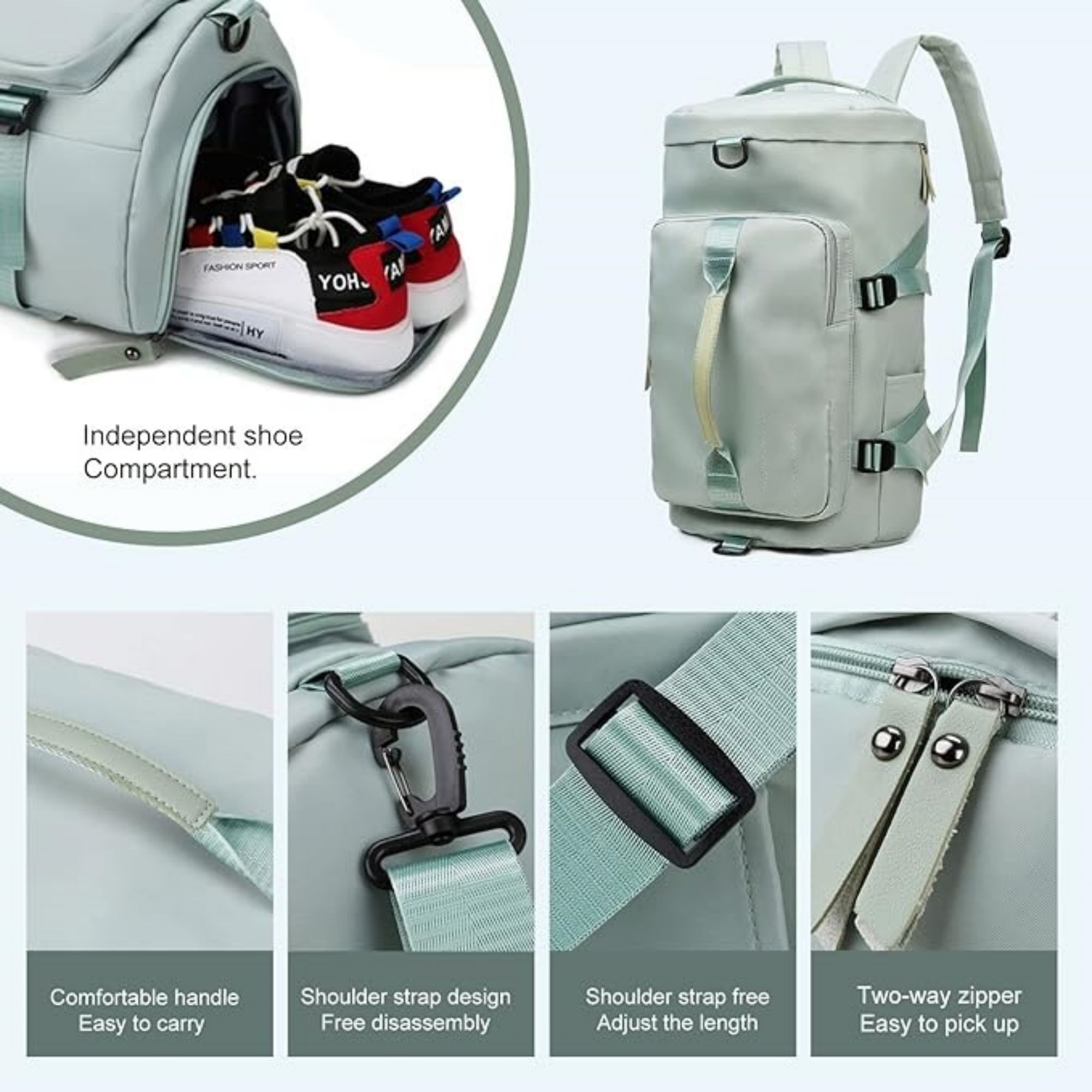 Sports Gym Bag With Wet Pocket & Shoes Compartment 6