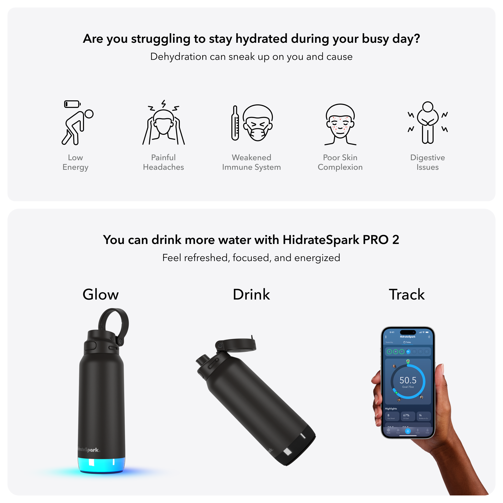 HidrateSpark® 32 oz. PRO 2 Bottle with Chug Lid, Laser, Standard 2