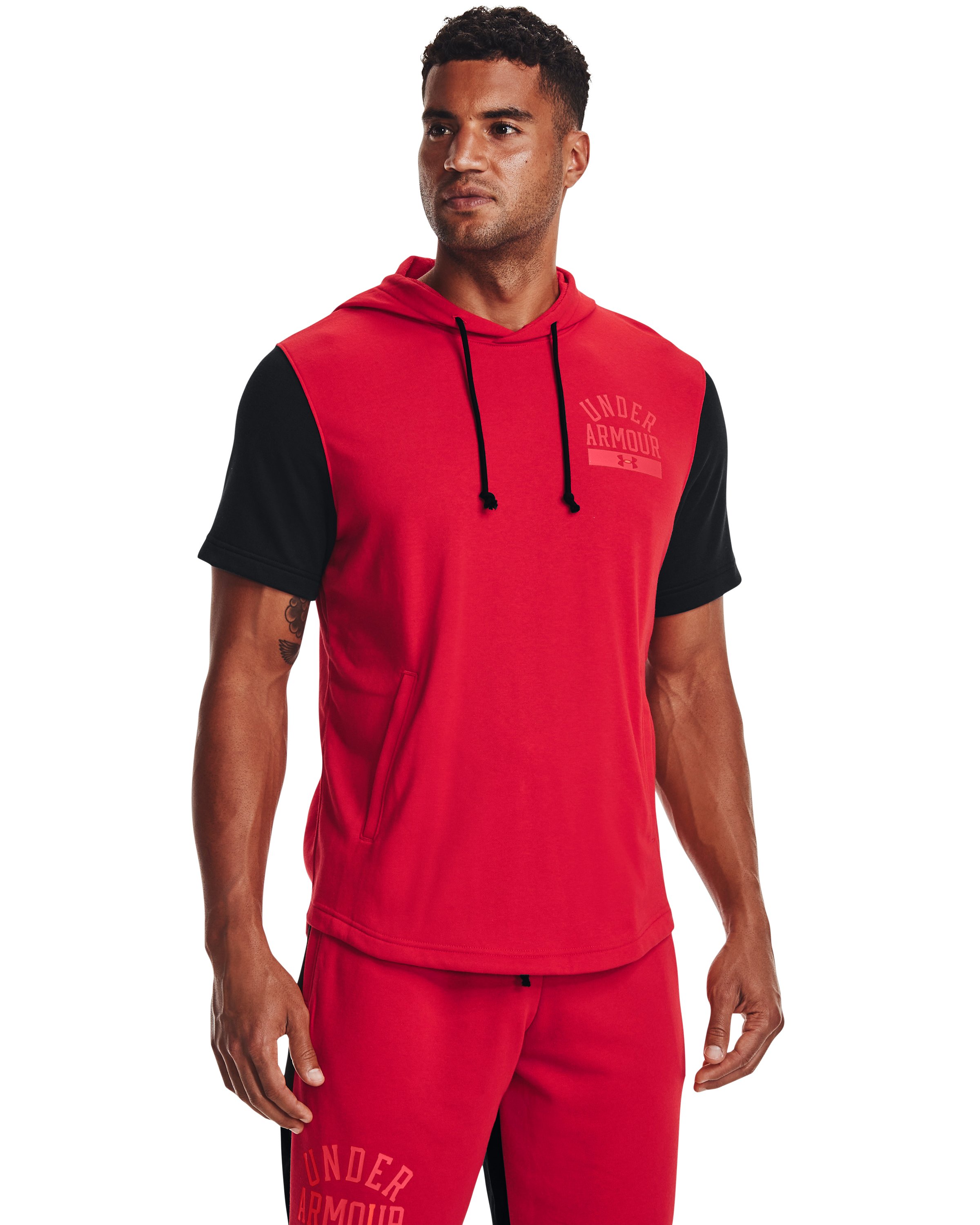 Men's UA Rival Terry Colorblock Short Sleeve Hoodie, custom hoodie or sweatshirt with logo imprint 3
