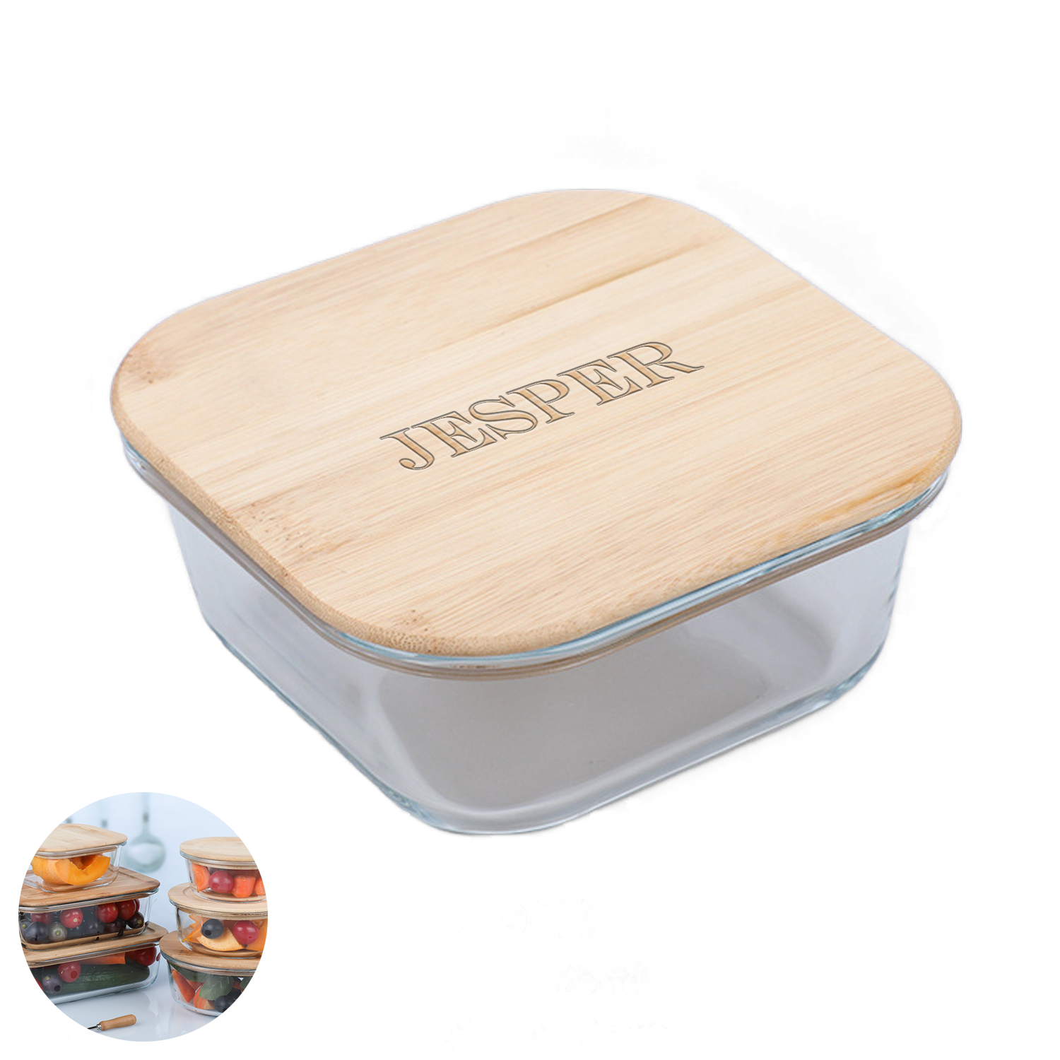 Glass Food Storage Container With Bamboo Lid 2