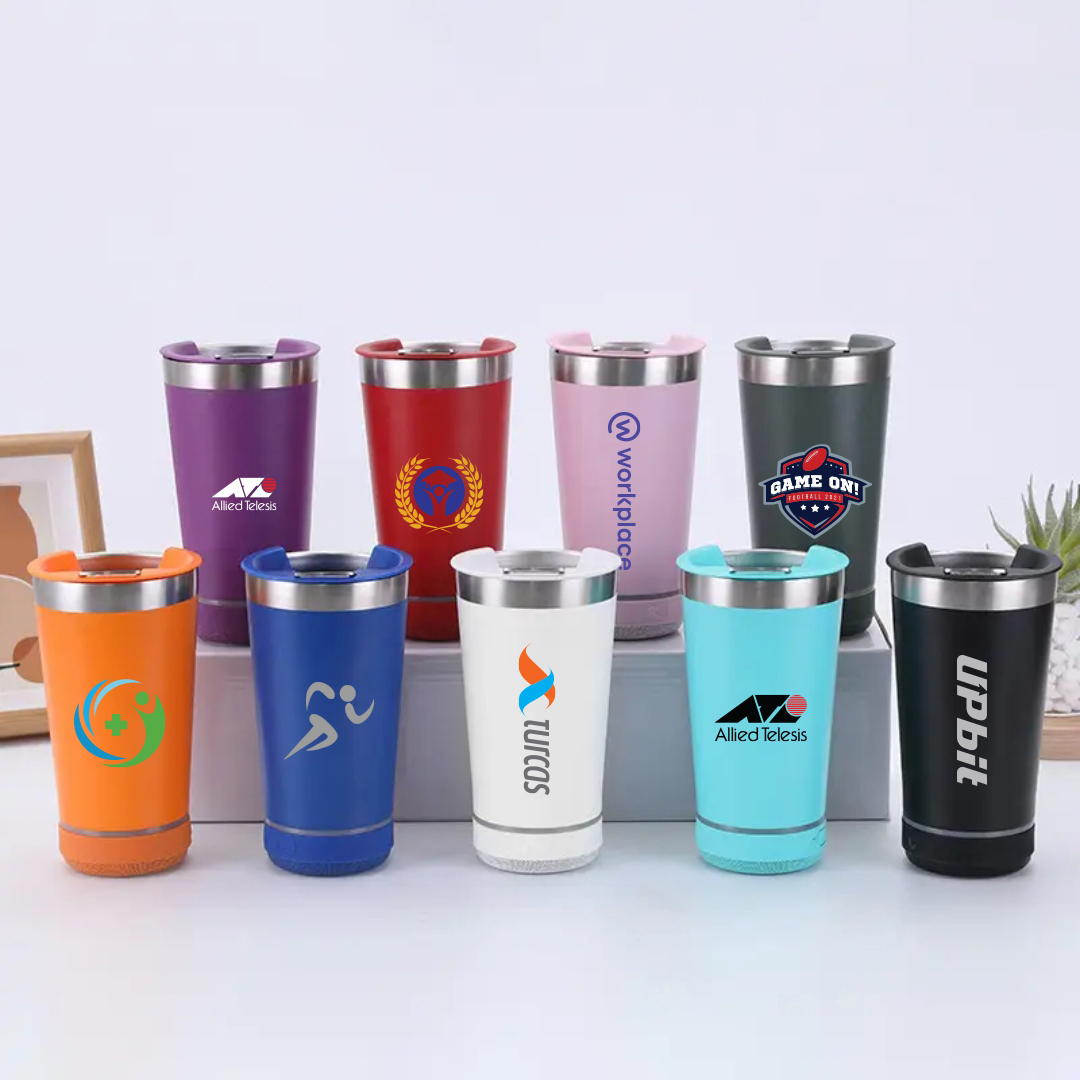 ArticFire 16oz Stainless Steel Tumbler with Wireless Bluetooth Speaker Base & Bottle Opener Cap 6