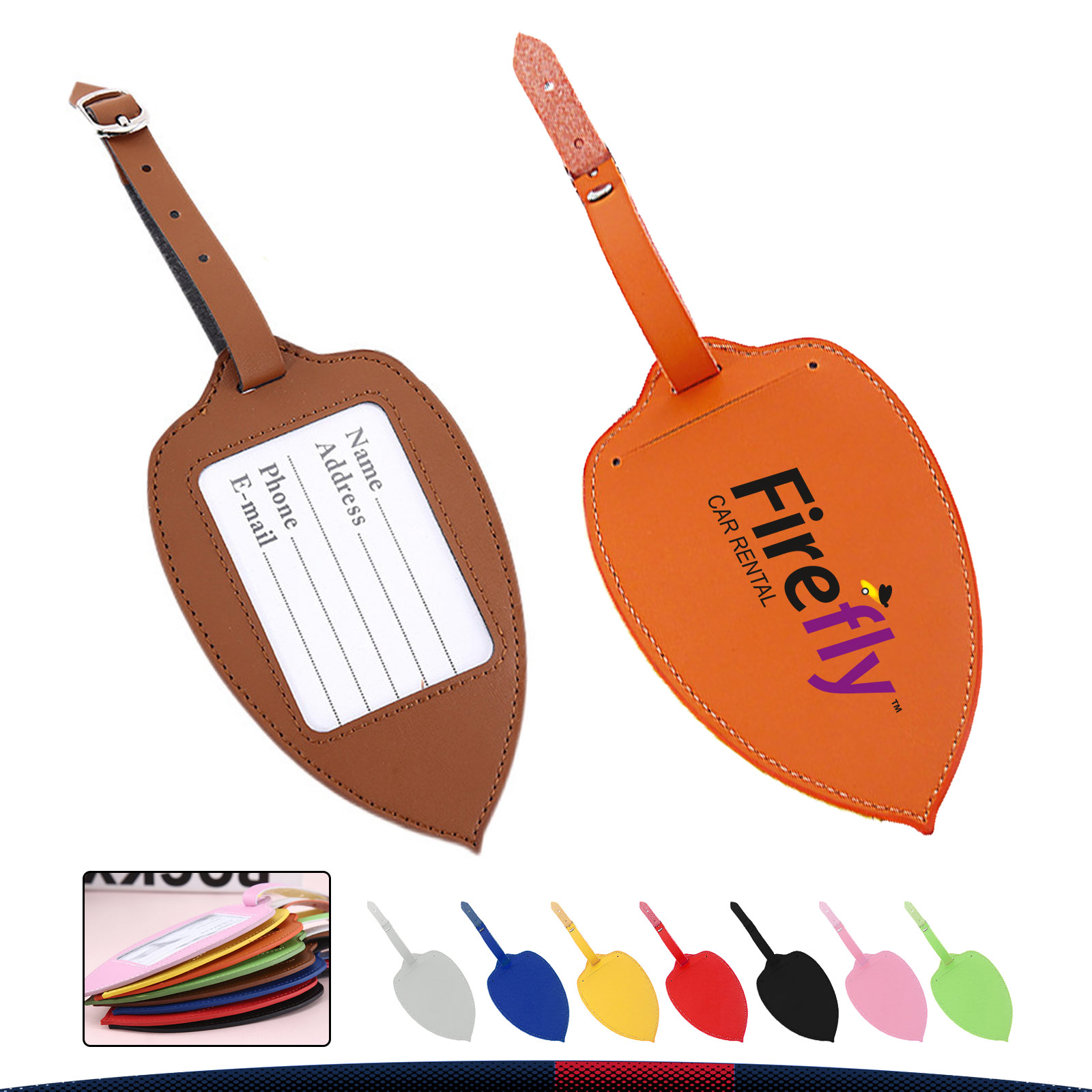Olivet Leaf-Shaped PU Leather Luggage Tag 5