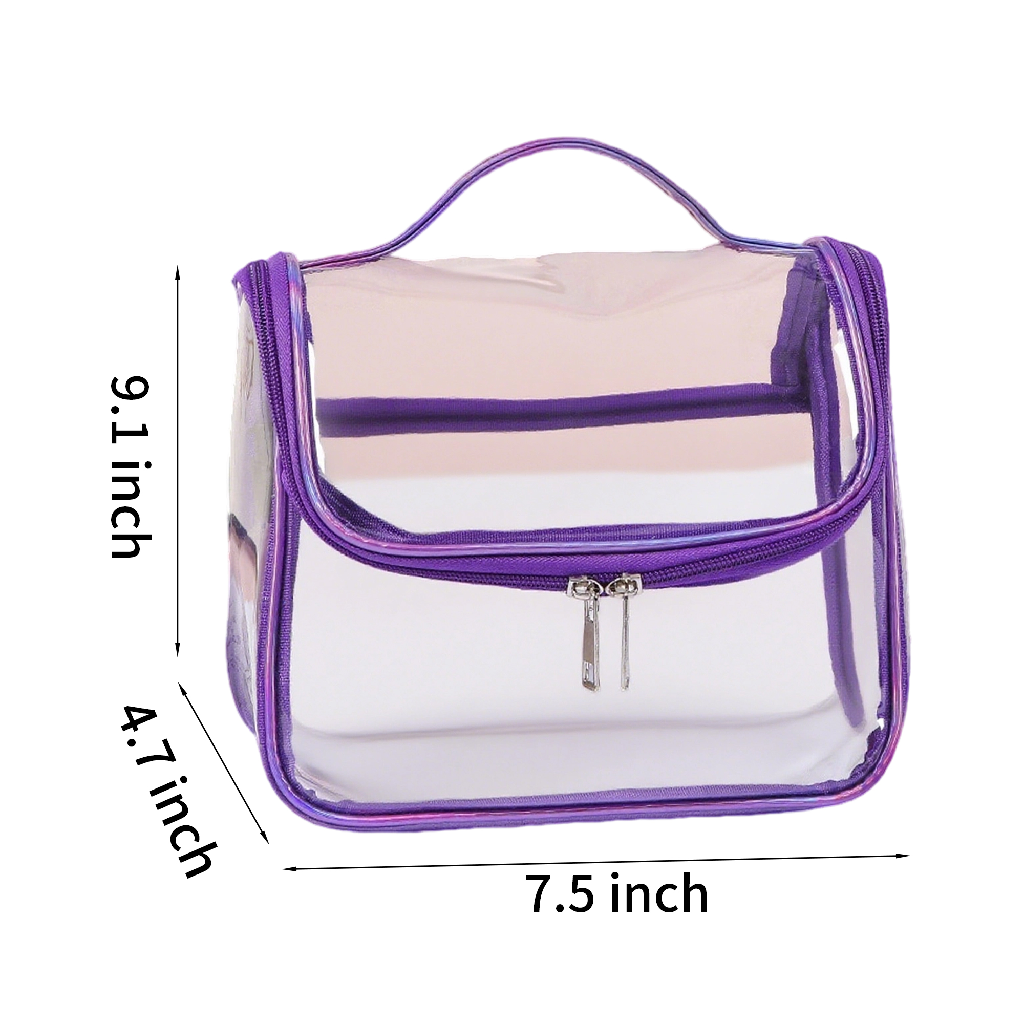 Clear PVC Travel Tote Waterproof Carry Handle 9.1" By 4.7" By 7.5" 2