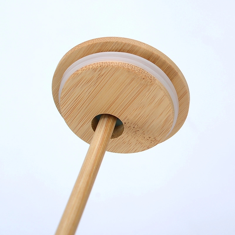 Custom 17 oz Glass Tumbler With Bamboo Lid And Straw 10