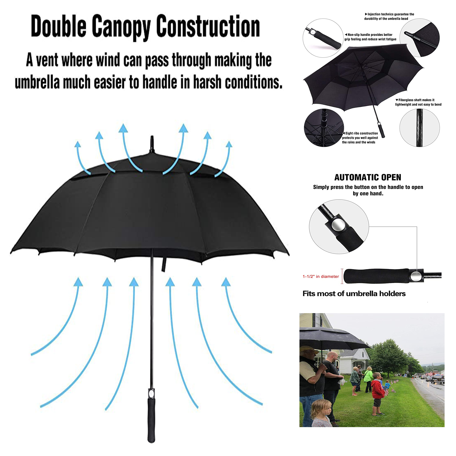 62 Inches Large Automatic Open Golf Umbrella  2