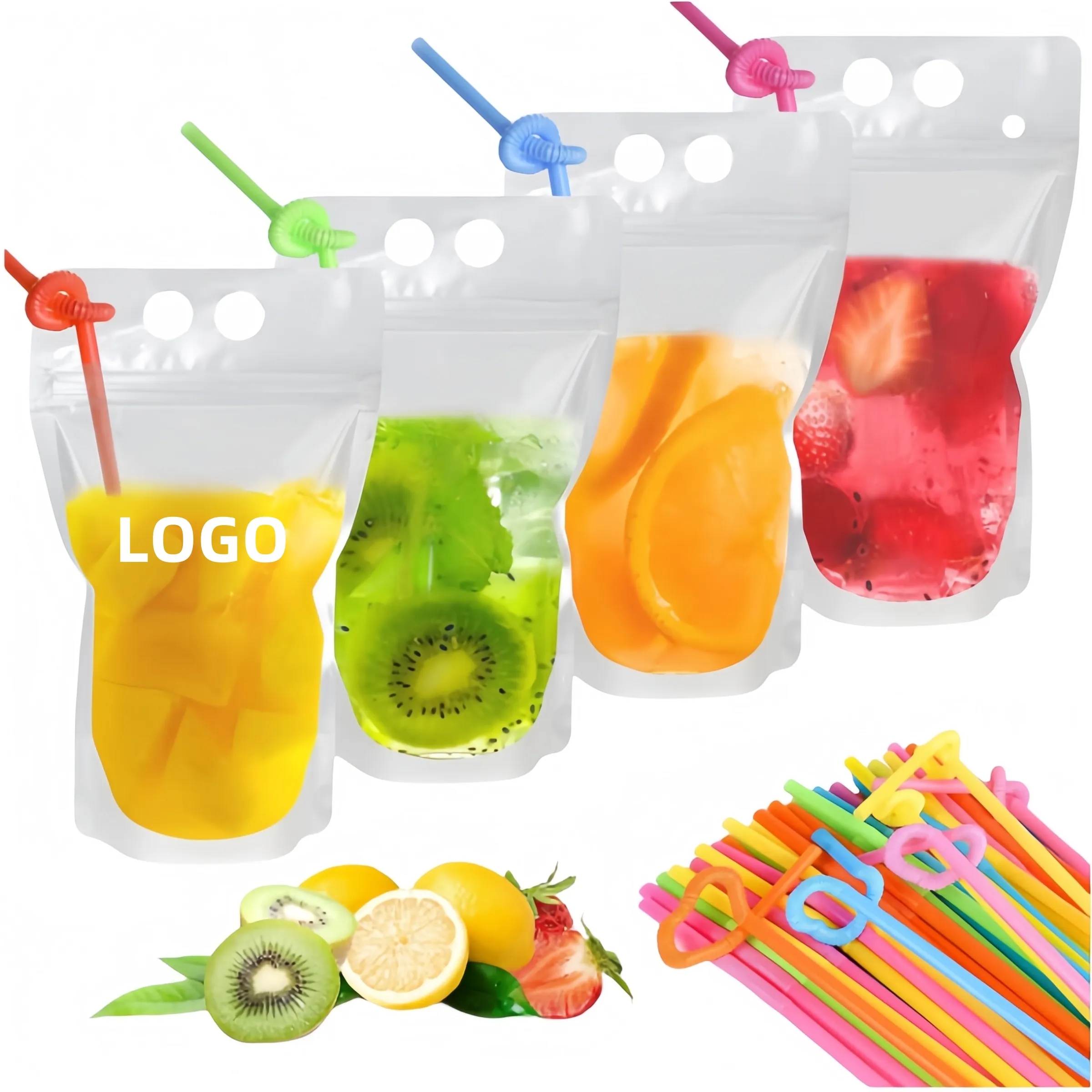 Clear Drink Pouches with Straws 4