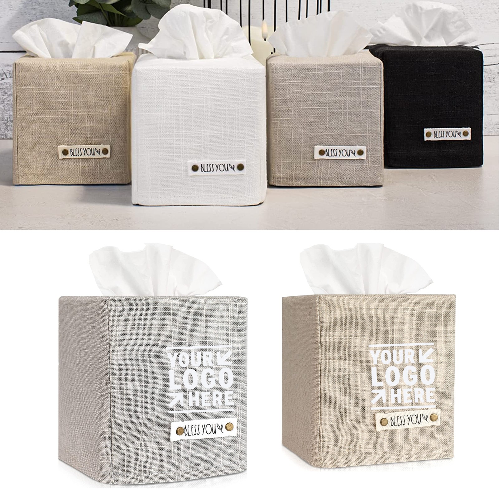 Stylish Linen Tissue Box Cover Holder 3