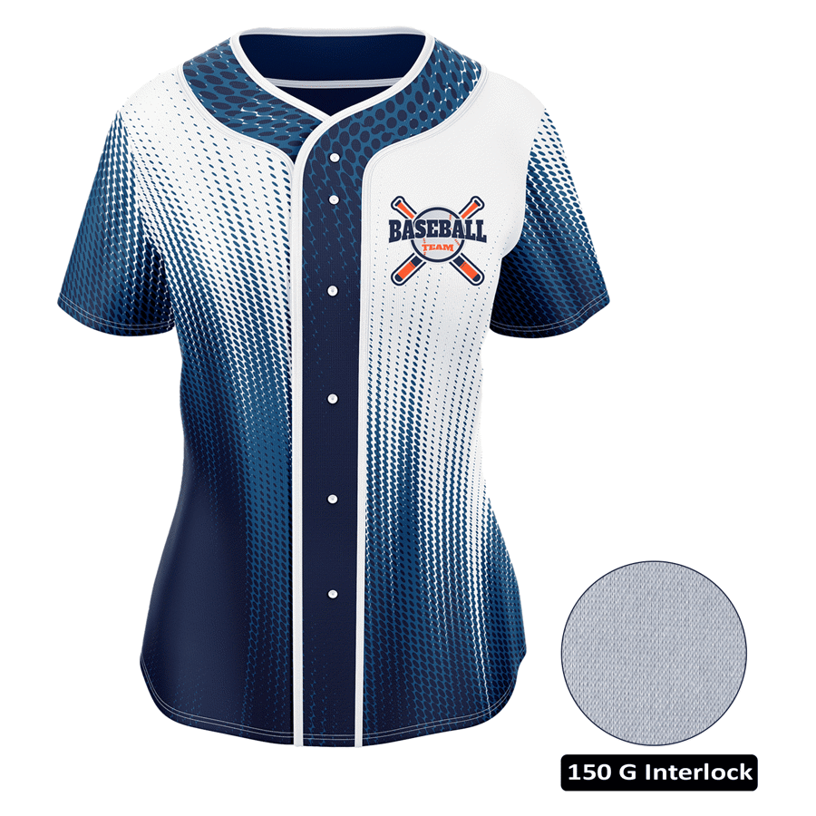 Women's Sublimation Full-Button Baseball Jersey - 150G