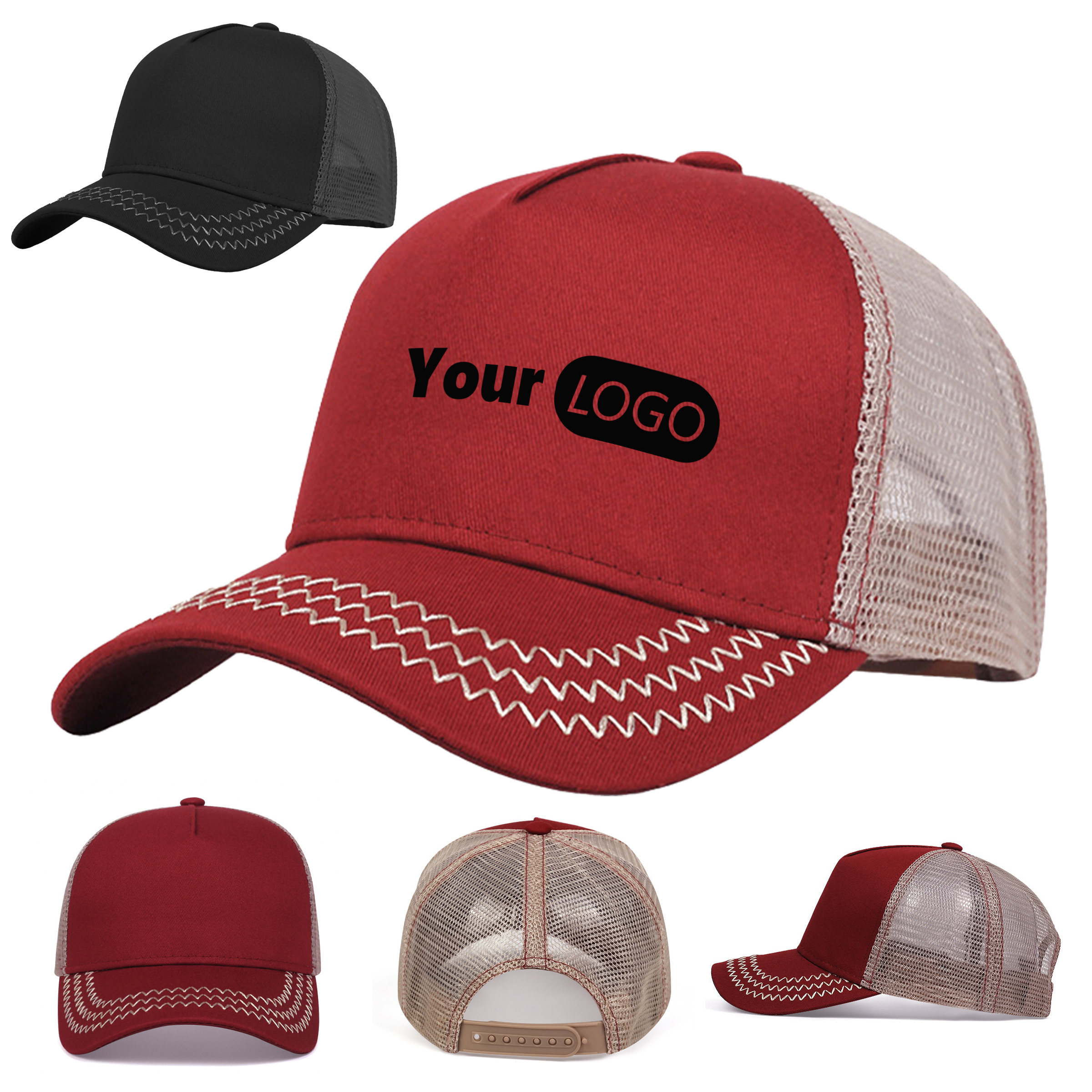 Cotton Classic Mesh Back Trucker Hat With High Crown And Foam Front 2