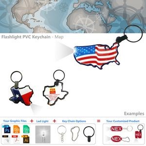Custom Map Themed Keychain LED Flashlight 6
