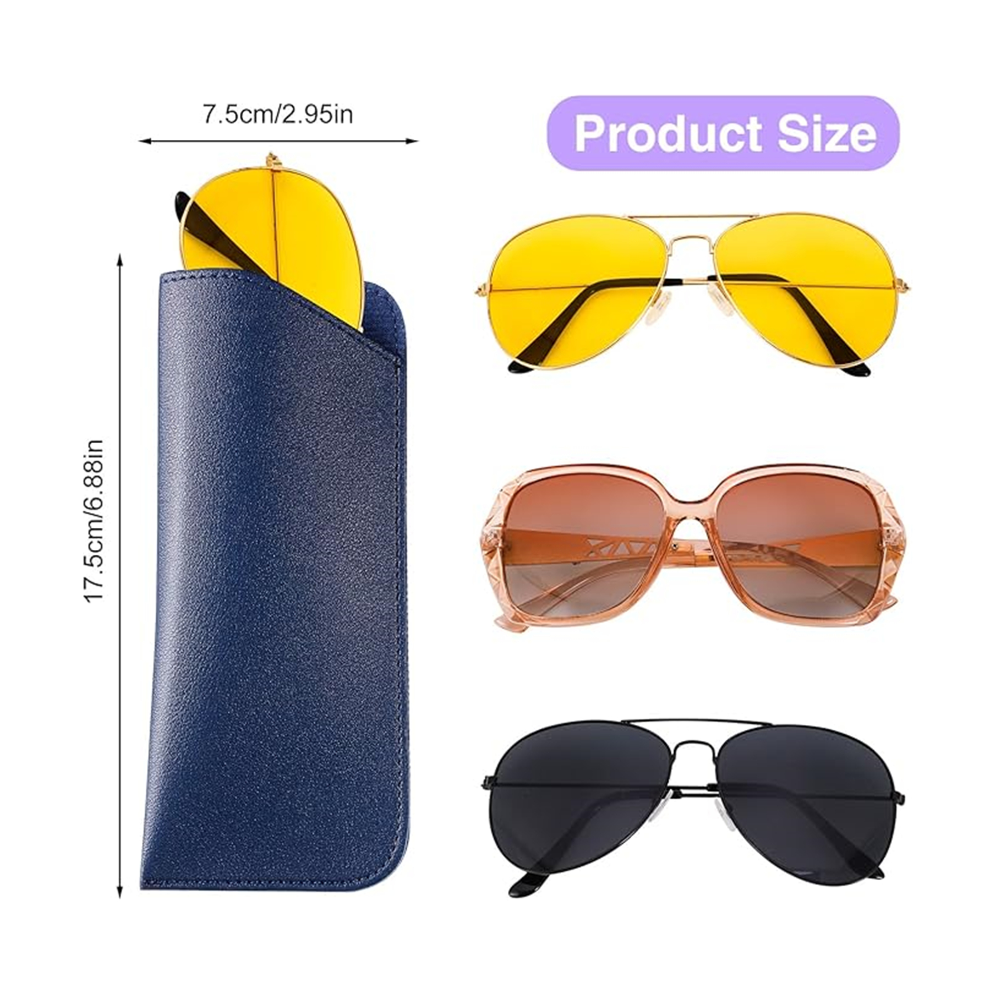 Soft Leather Eyeglass Cases Sunglasses Pouch 3