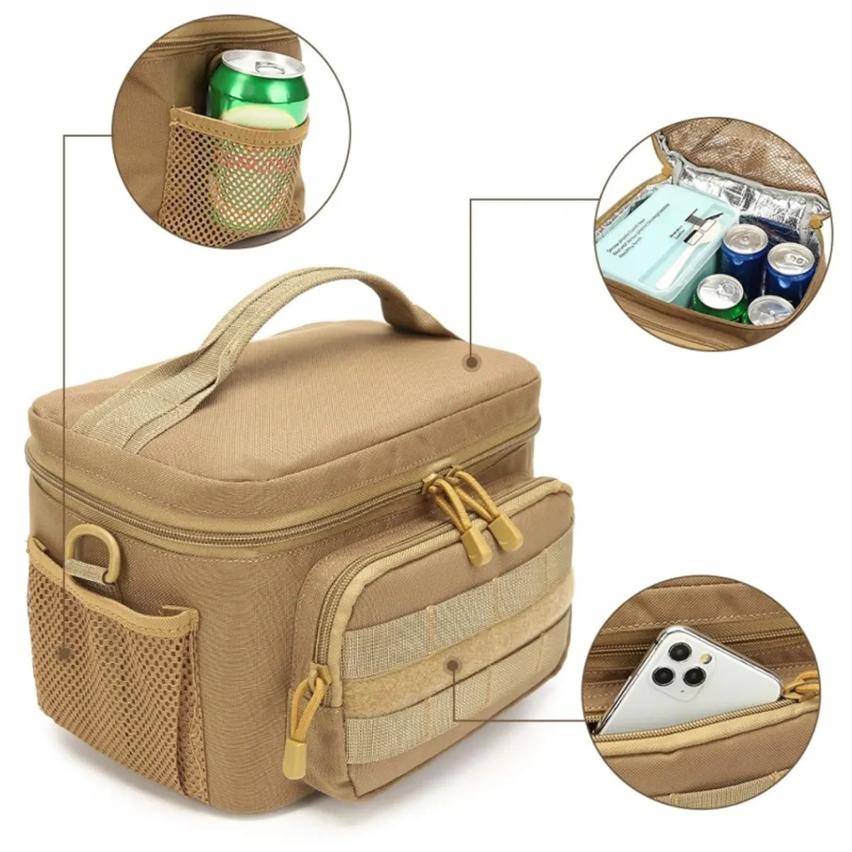 Tactical MOLLE Camouflage Insulated Lunch Cooler Bag 6