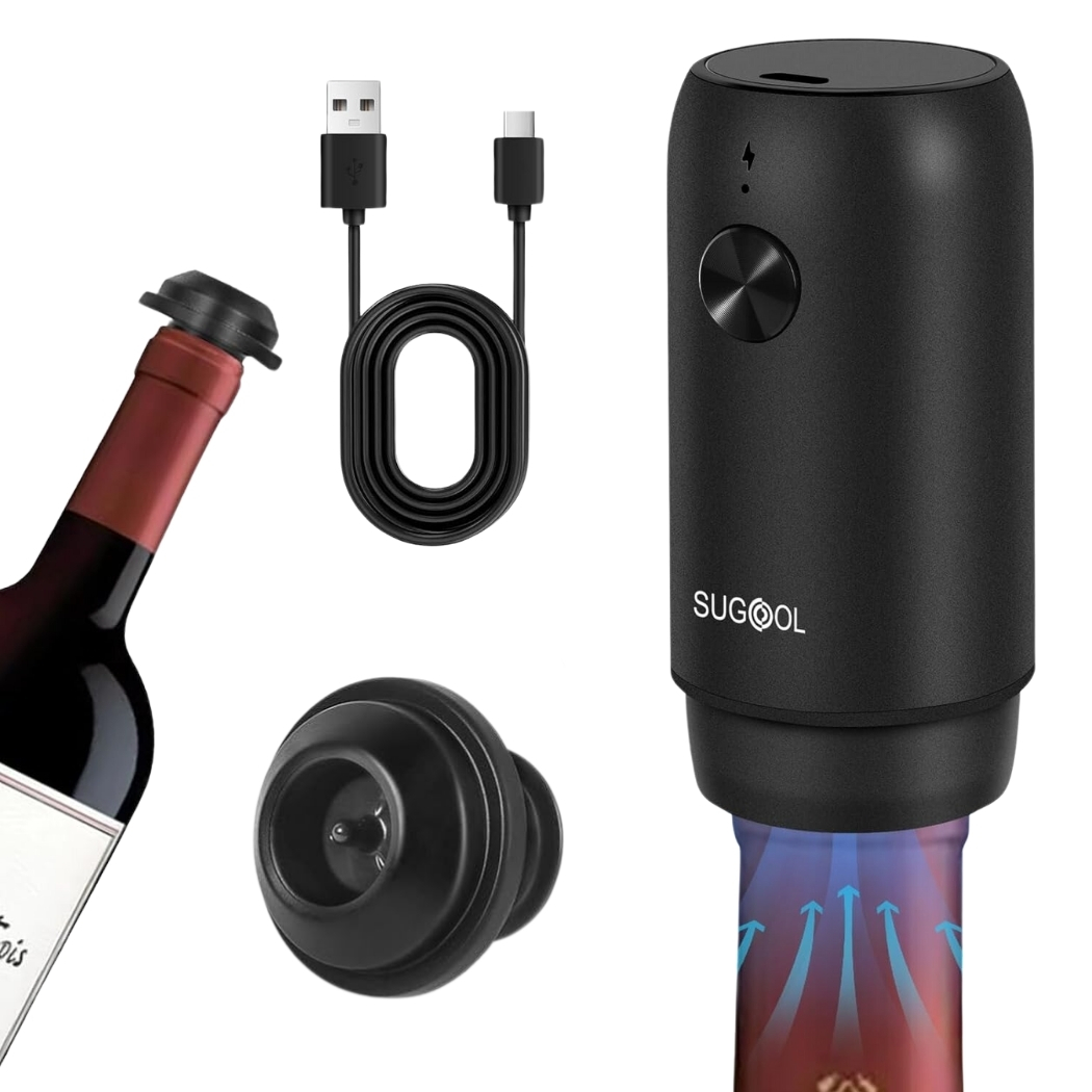 WineVault Electric Wine Vacuum Sealer Set with Stopper 1