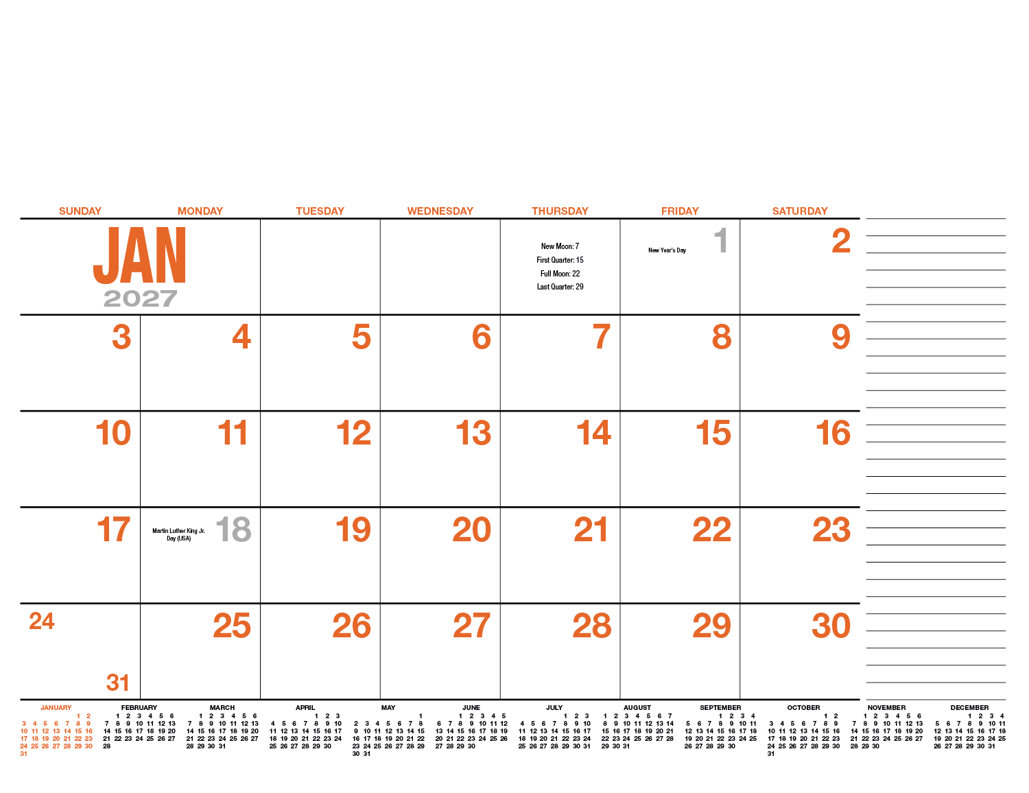HotLine® Products 13-Month Desk Pad Calendar 79