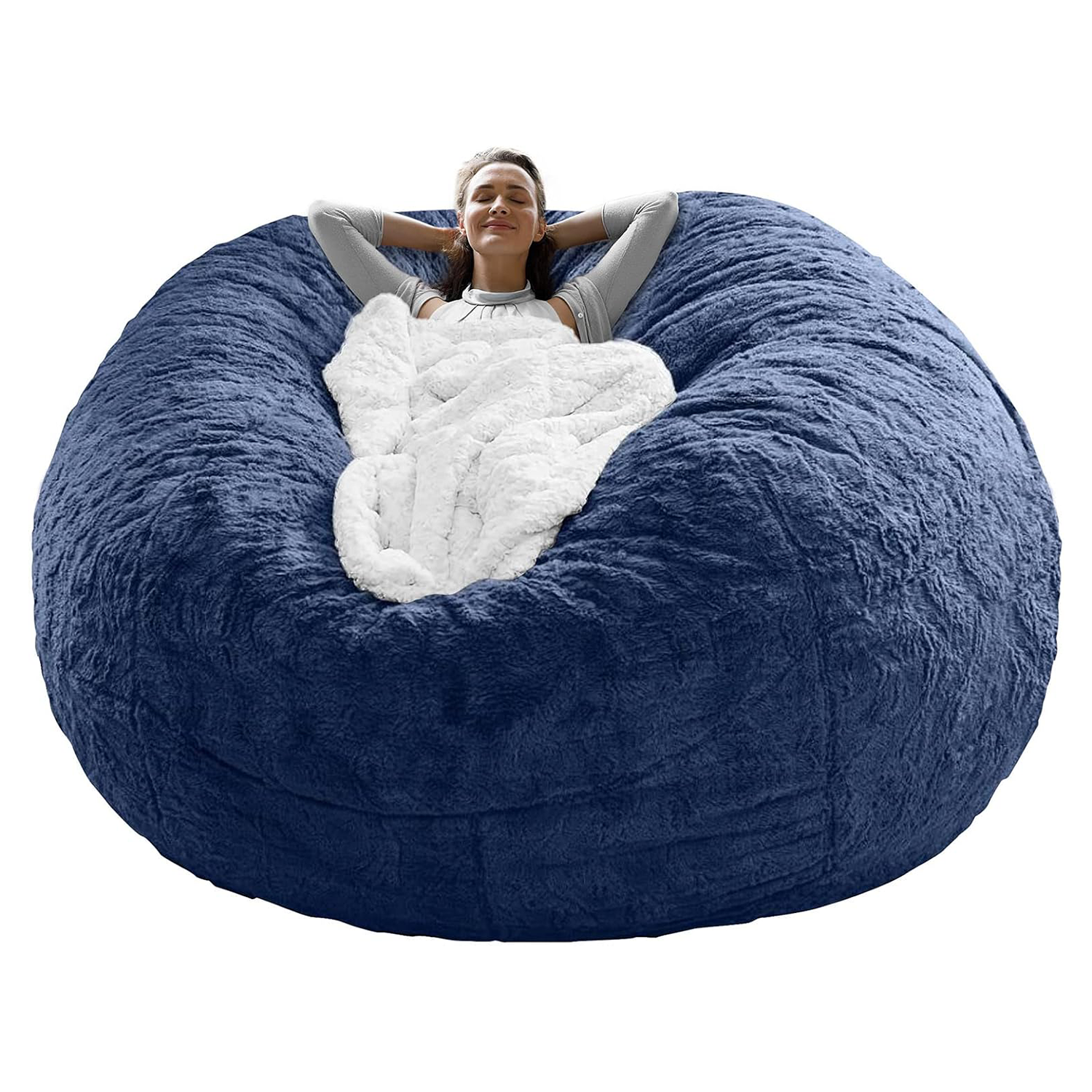 Big Round Soft Fluffy Velvet Bean Bag Chair Cover 10