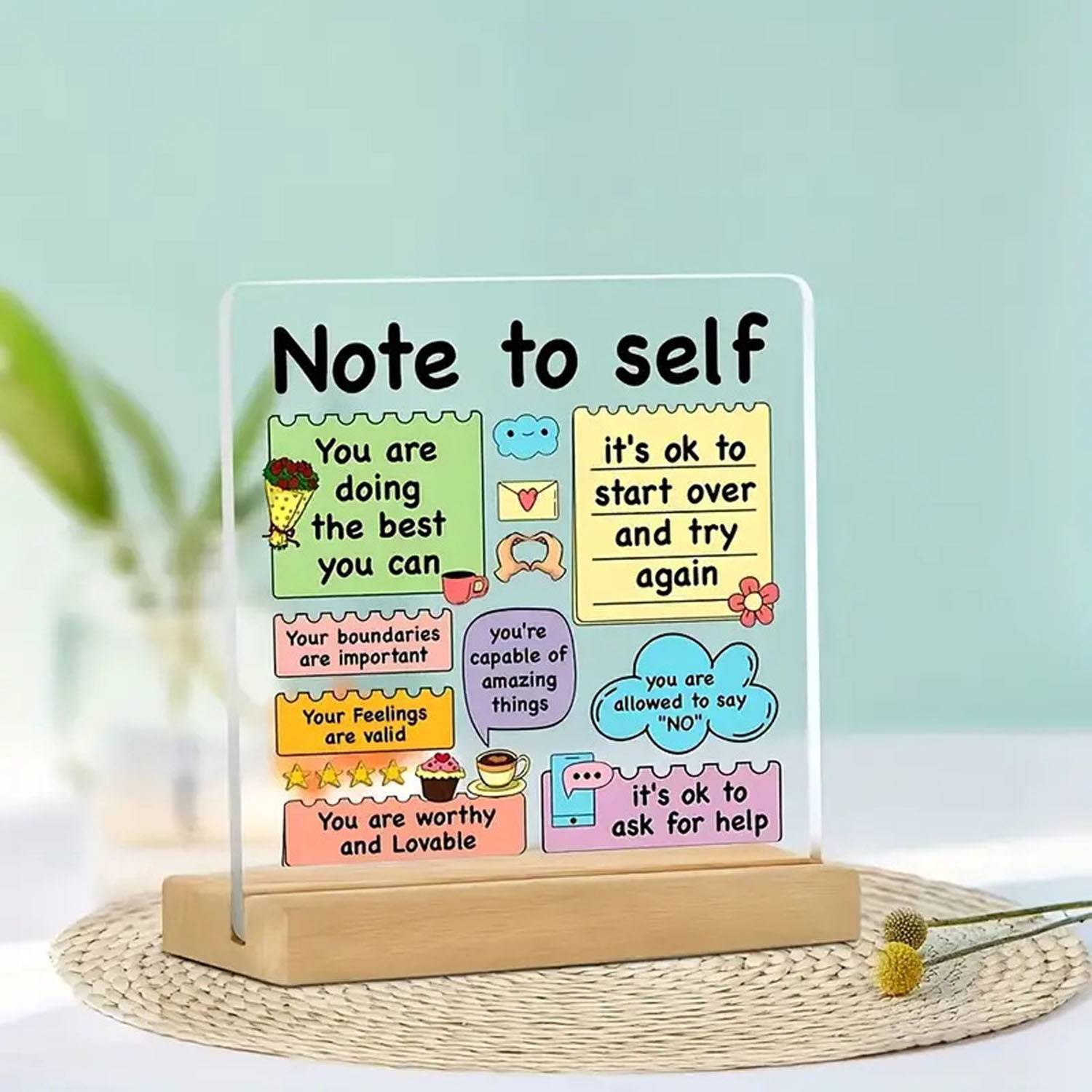Sturdy Wooden Base Clear Acrylic Desk Sign 4
