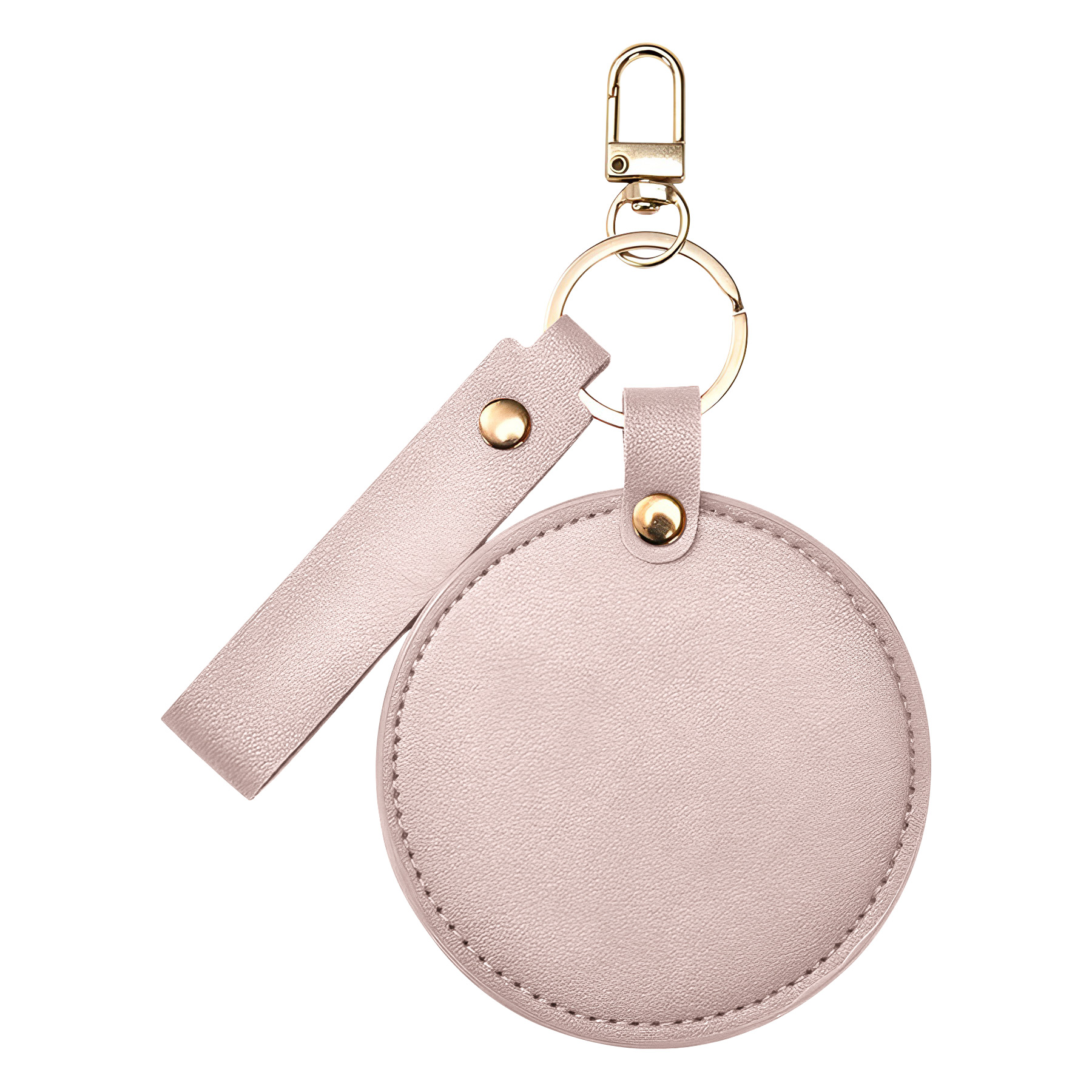 Compact Round Leather Makeup Mirror Keychains 15