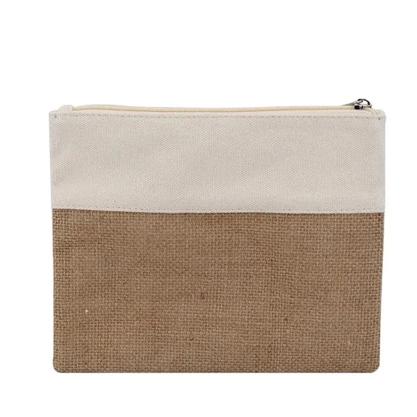 Natural Jute Canvas Flat Zipper Pouch 4