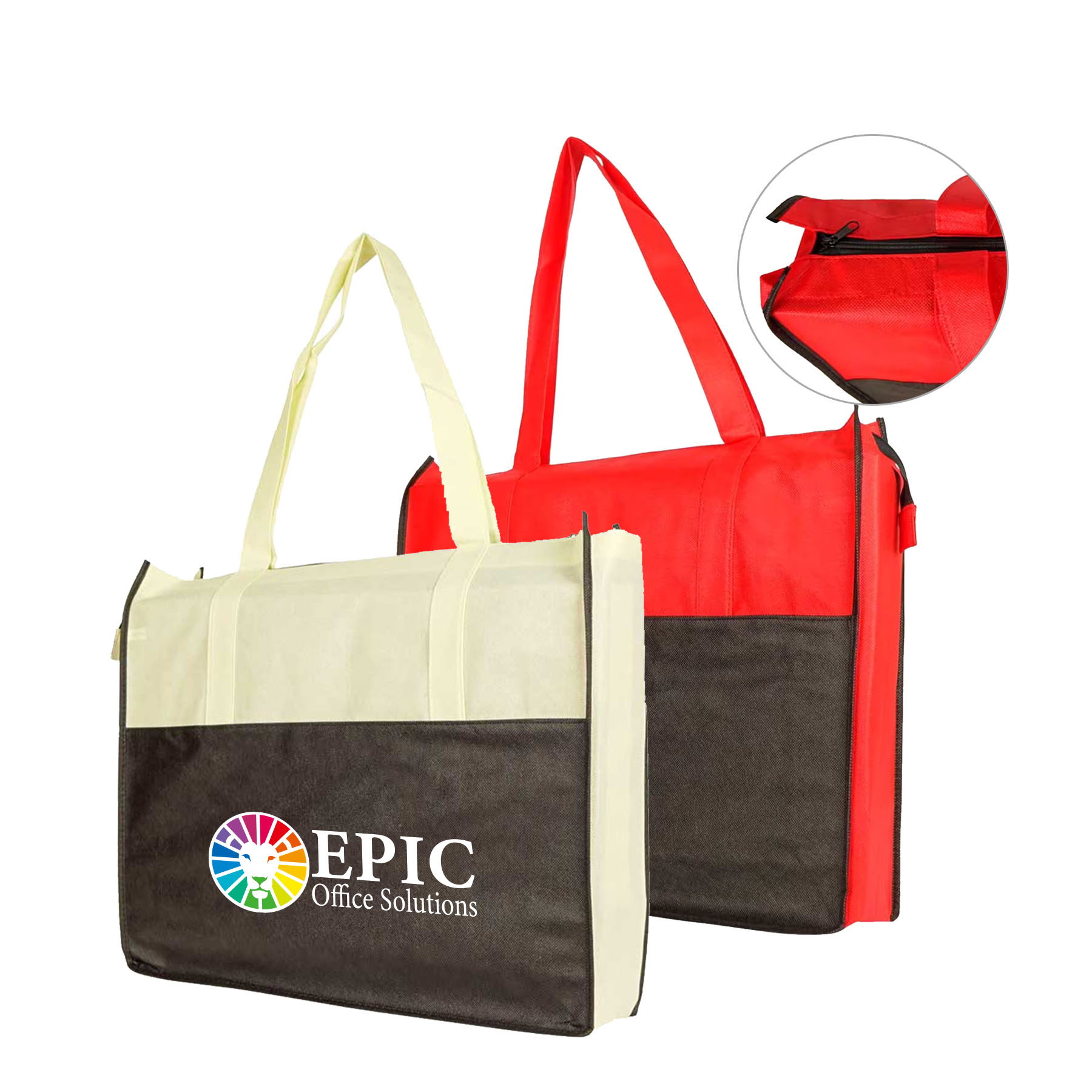 100g Two Tone Non-Woven Polypropylene Zippered Tote 1