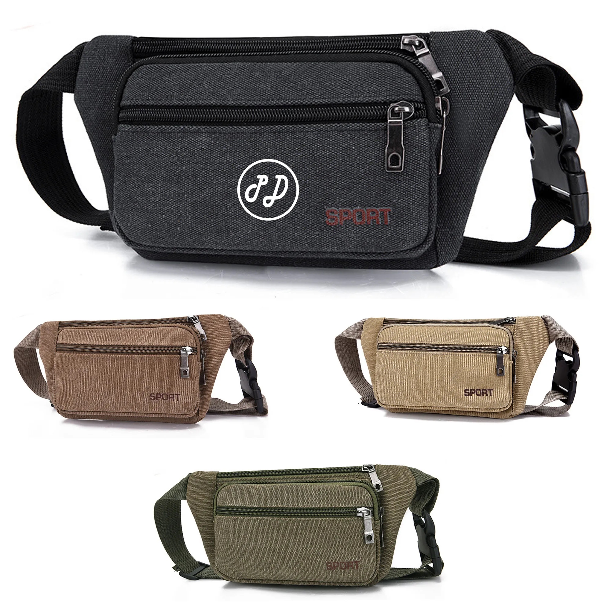 Adjustable Strap Crossbody Canvas Waist Bag 2