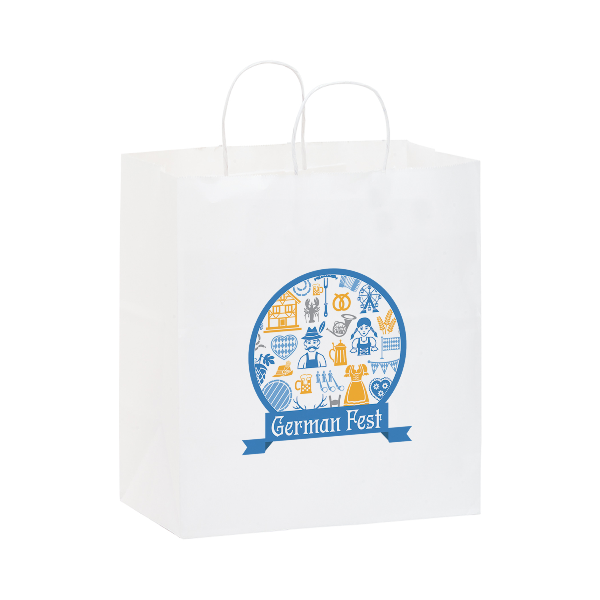 White Kraft Paper Shopper with Twisted Paper Handles 1