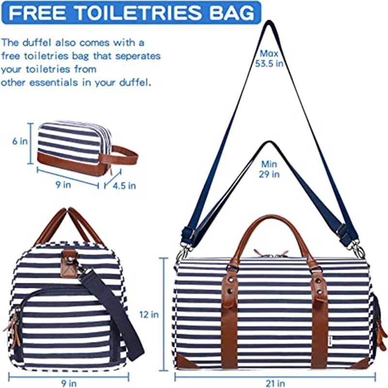 21" Weekender Canvas Leather Duffle Bag 7