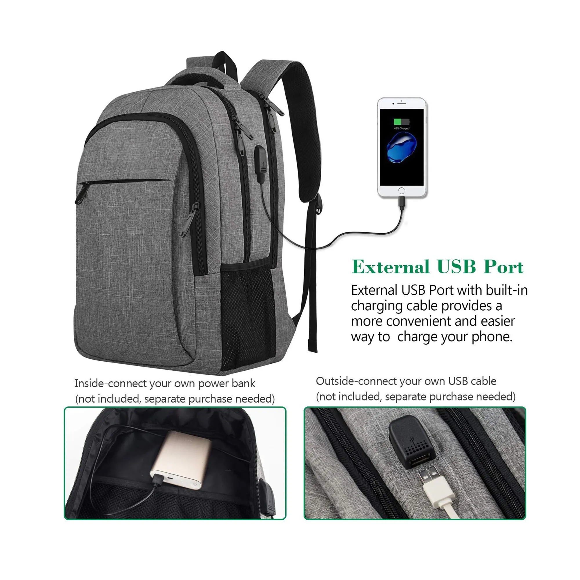 Business Bags Travel School Backpack With Usb Charging Port 2