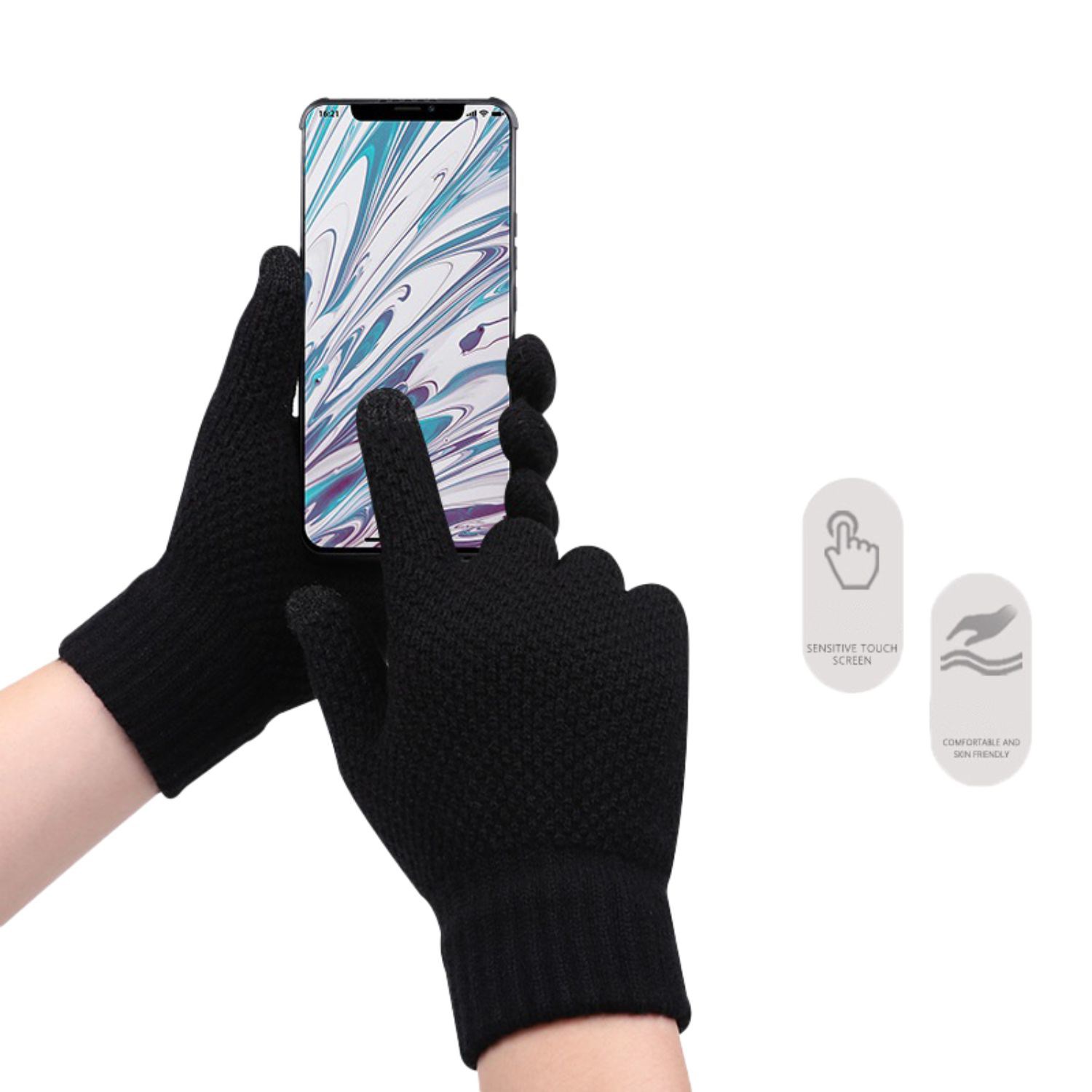 Warm Adult Gloves w/ 2 Finger Touch 4
