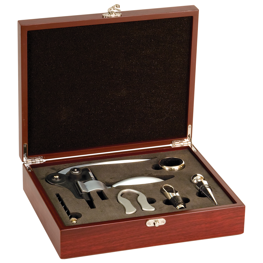 Rosewood Finish 5-Piece Wine Tool Gift Set 3