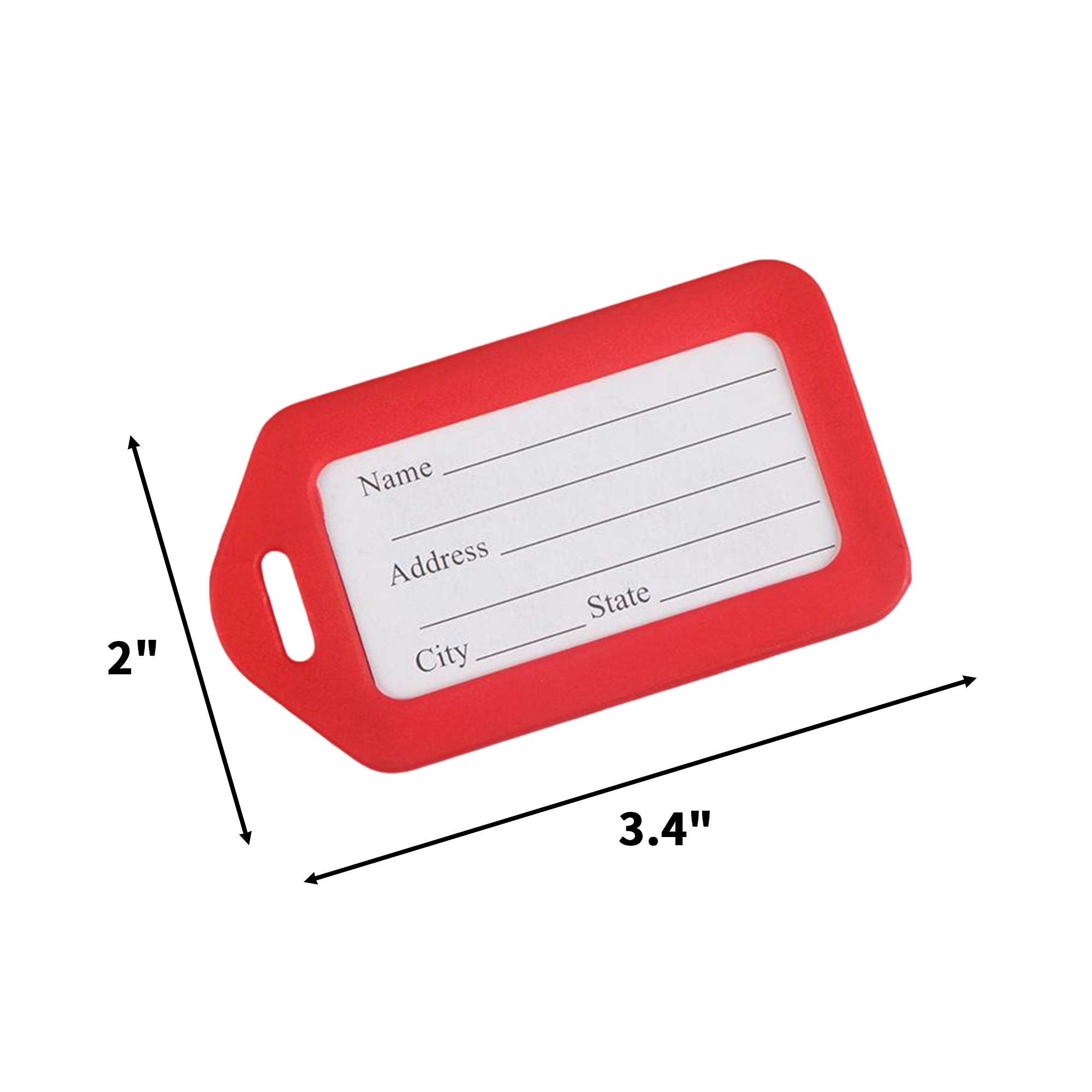 Rigid Plastic Luggage Tag With Steel Cable 3.4 x 2 5