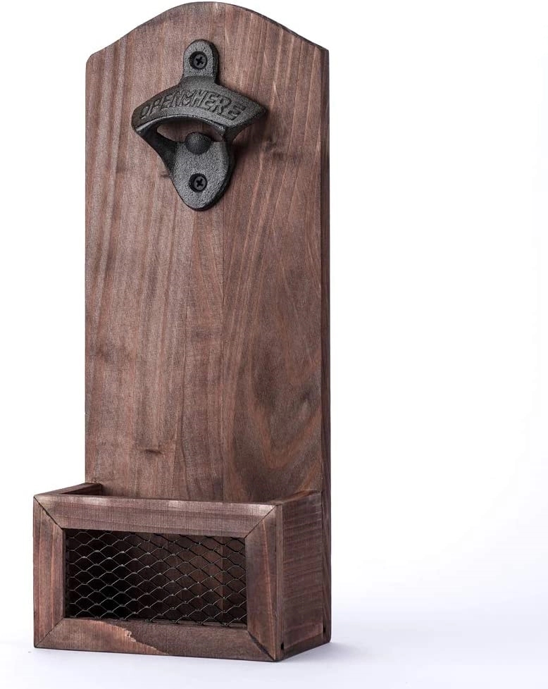 Wooden wall-mounted bottle opener (collector with lid) 2