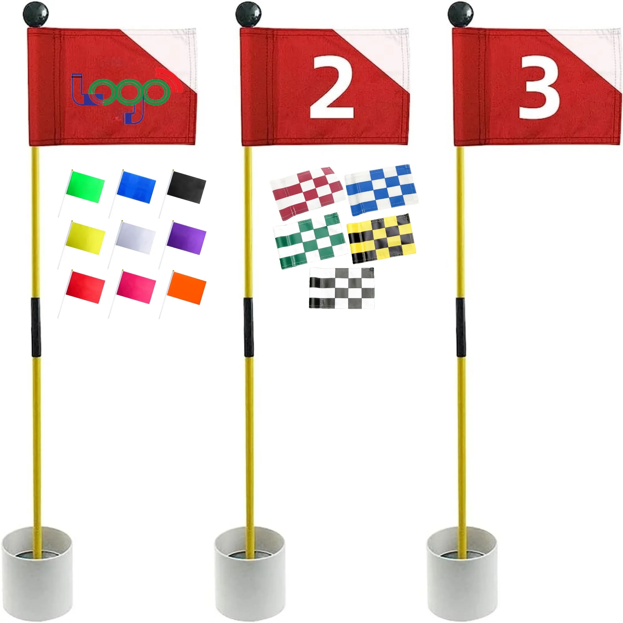 Bucket Golf Pin Flags Hole Cup Game Premium Flagstick Set 1