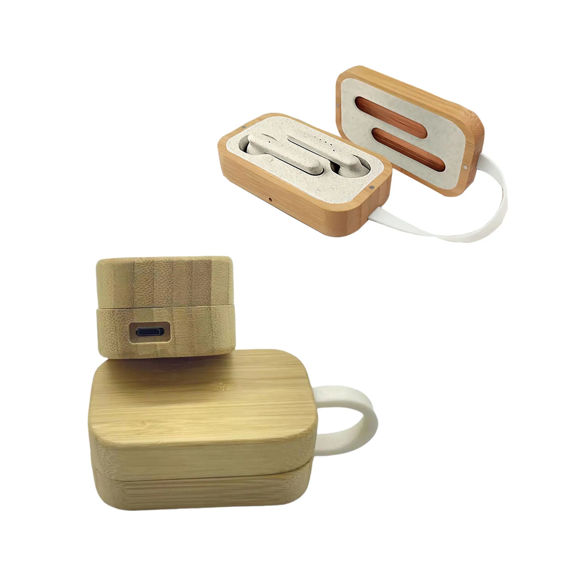 TWS Earbuds In Bamboo Charging Case 3
