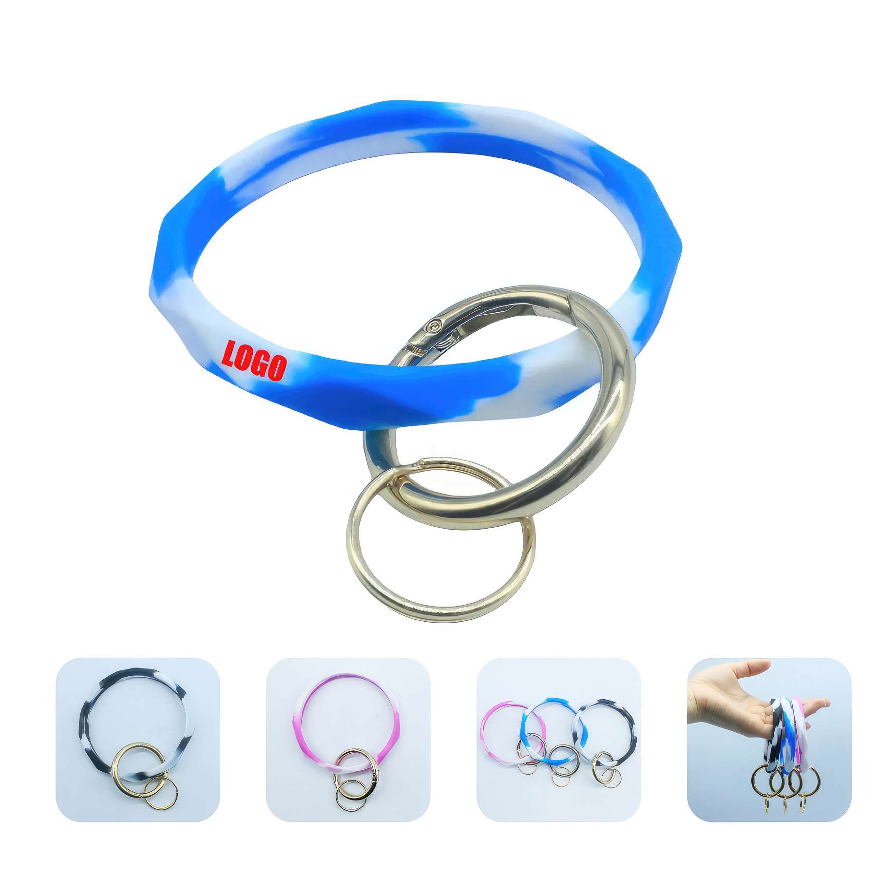 Custom Silicone Wrist Keychain Circle Bracelet 2