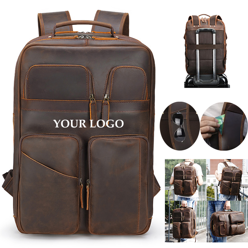 17.3 Inch Full Grain Leather Backpack for Men 2