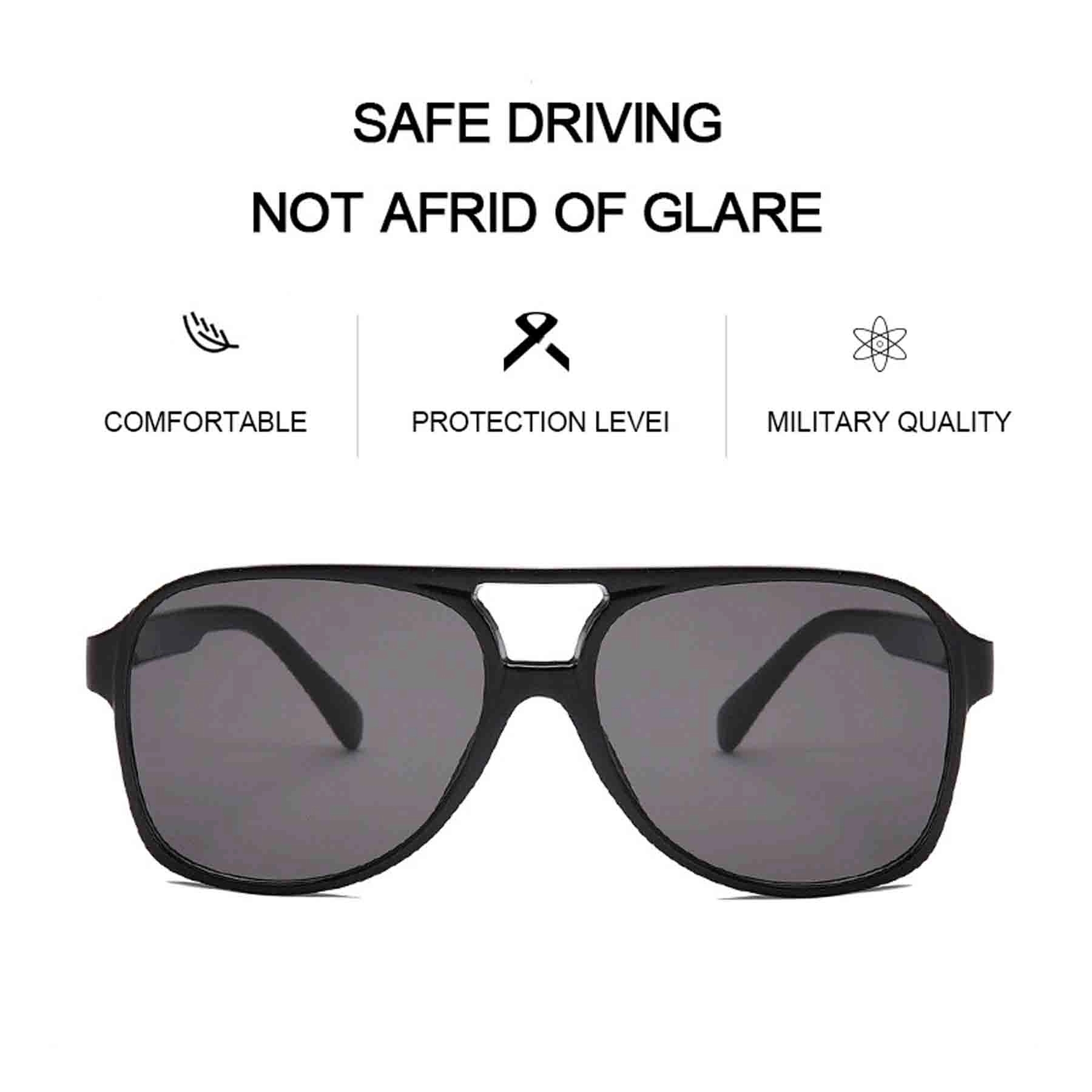 Uv400 Vintage Sunglasses Large Squared Aviator Frame 6