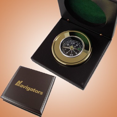 Brass Compass in Wooden Rosewood Box 2