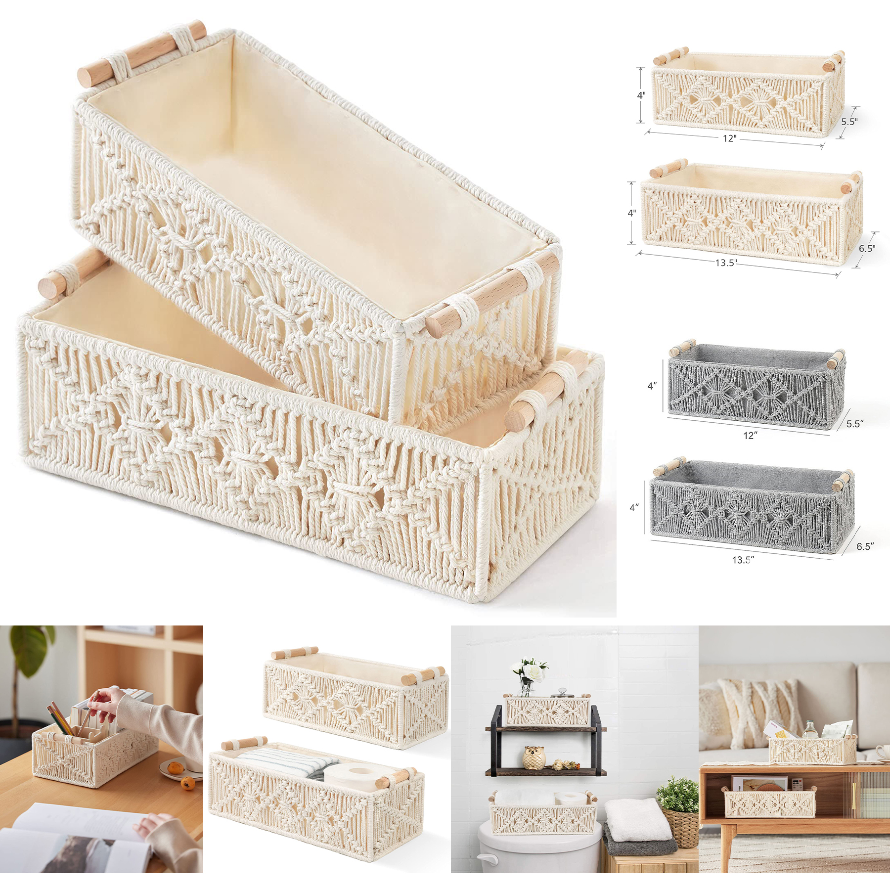 Storage Organizer Basket Set of 2 2