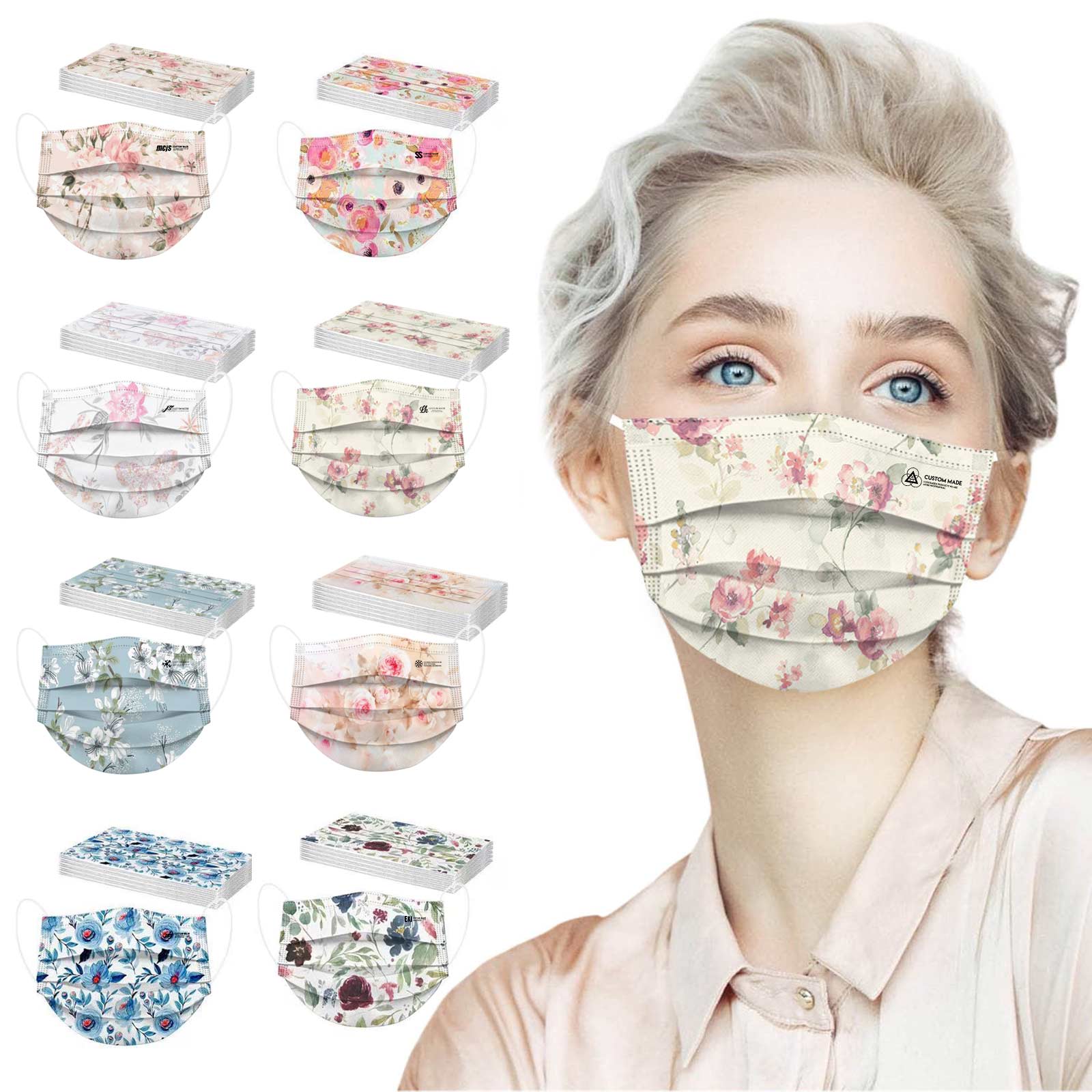 Disposable Wrapped Printed Masks Individually Pack-3 Ply 1