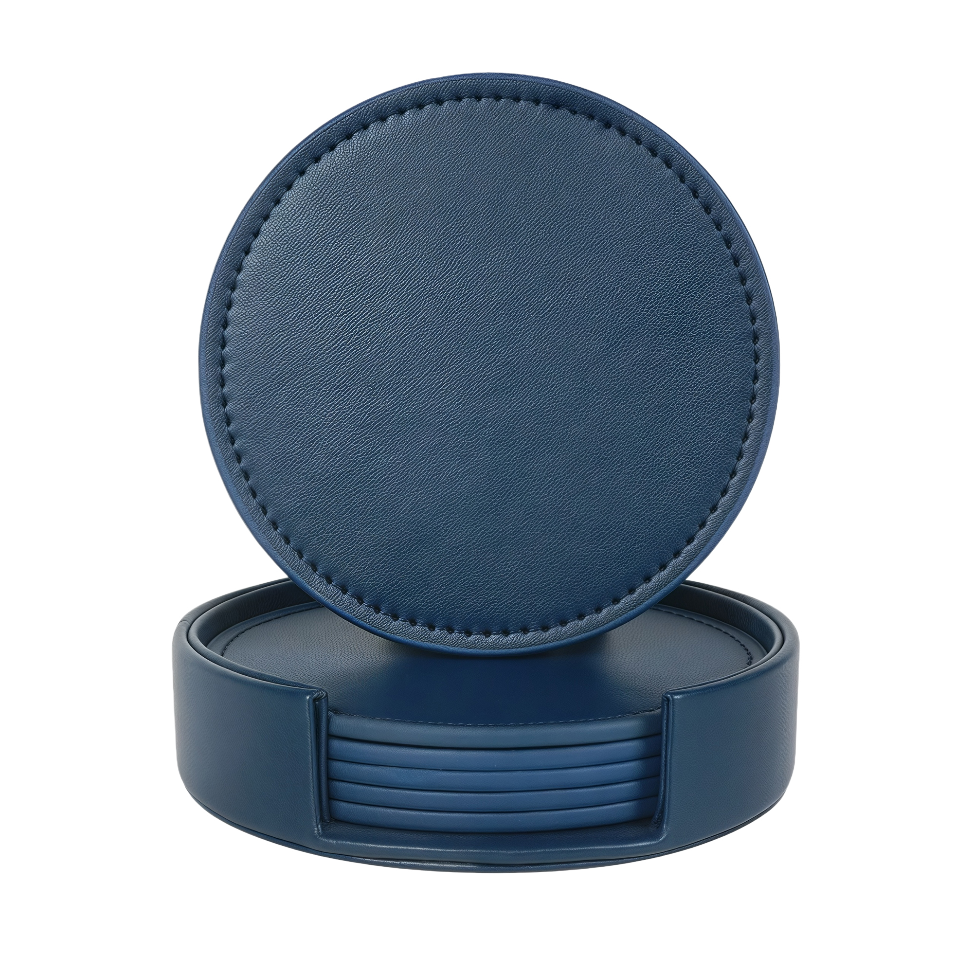 Double-Sided Leather Round Coaster Set 2