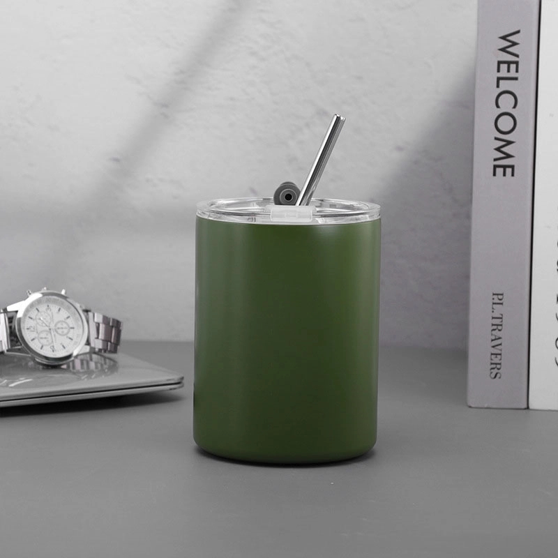 Custom 10 oz Stainless Steel Coffee Mug with Lid and Straw 4