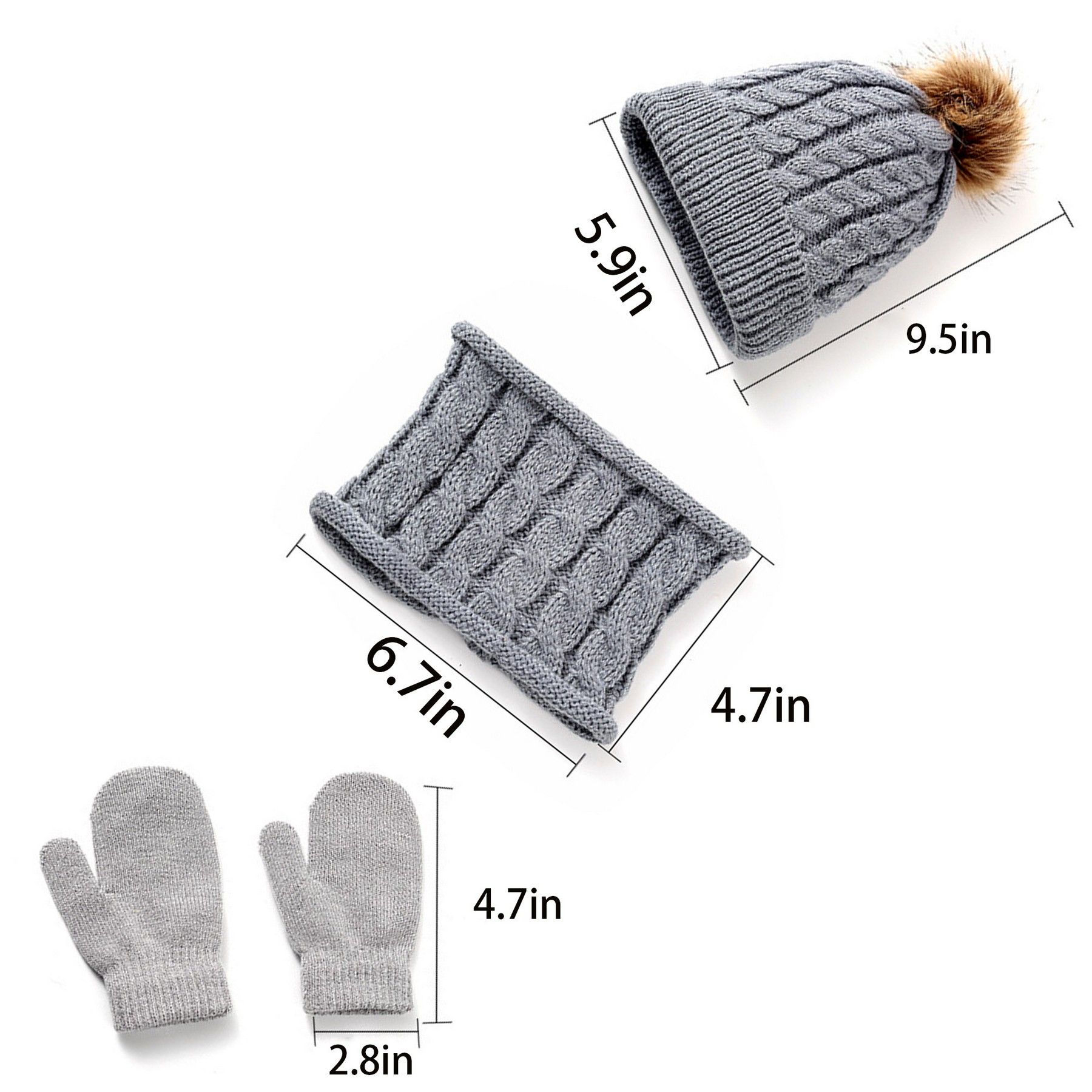 Winter Warm Children's Knitted Hat Scarf Gloves 2