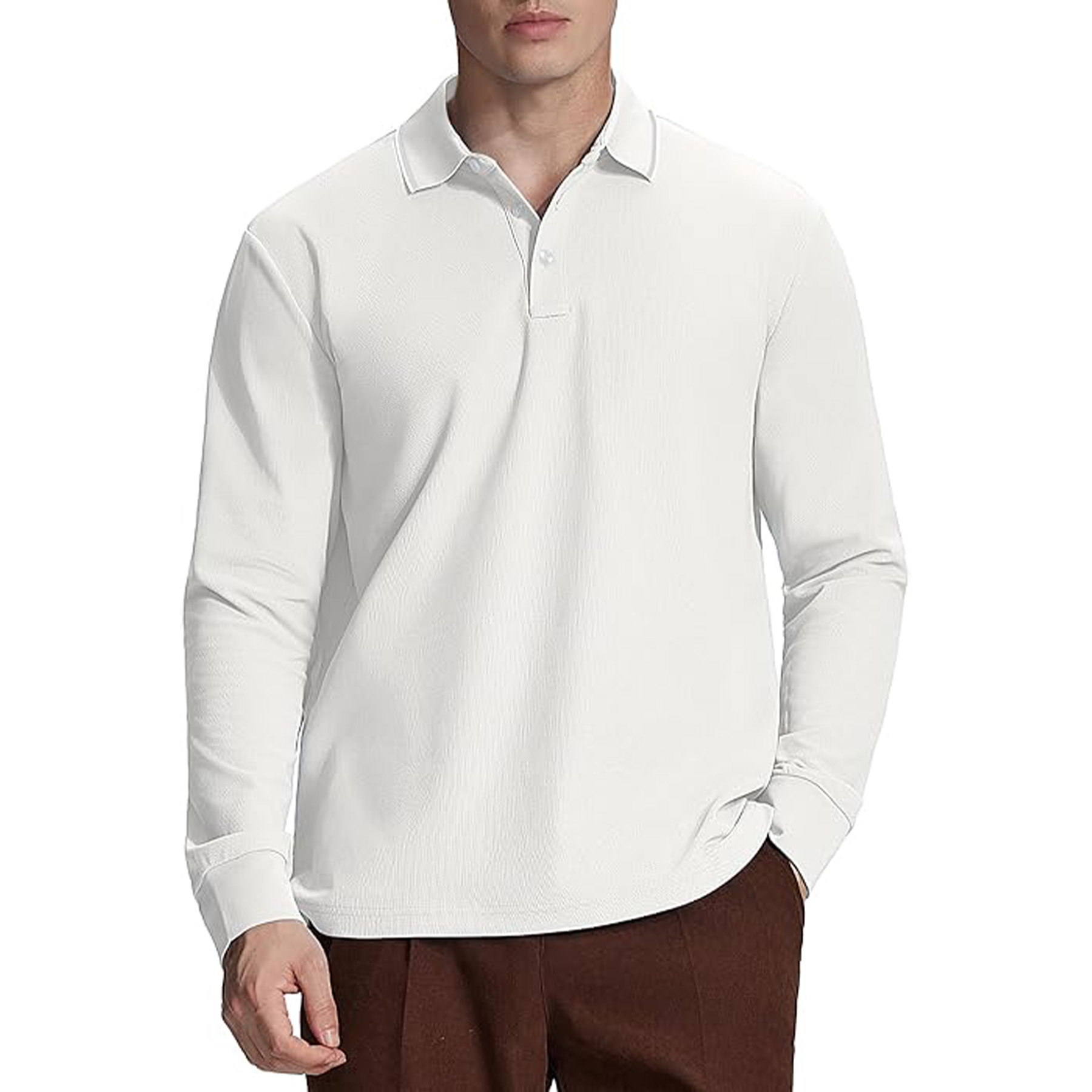 Classic Business Casual Long Sleeved Polo Shirt 8