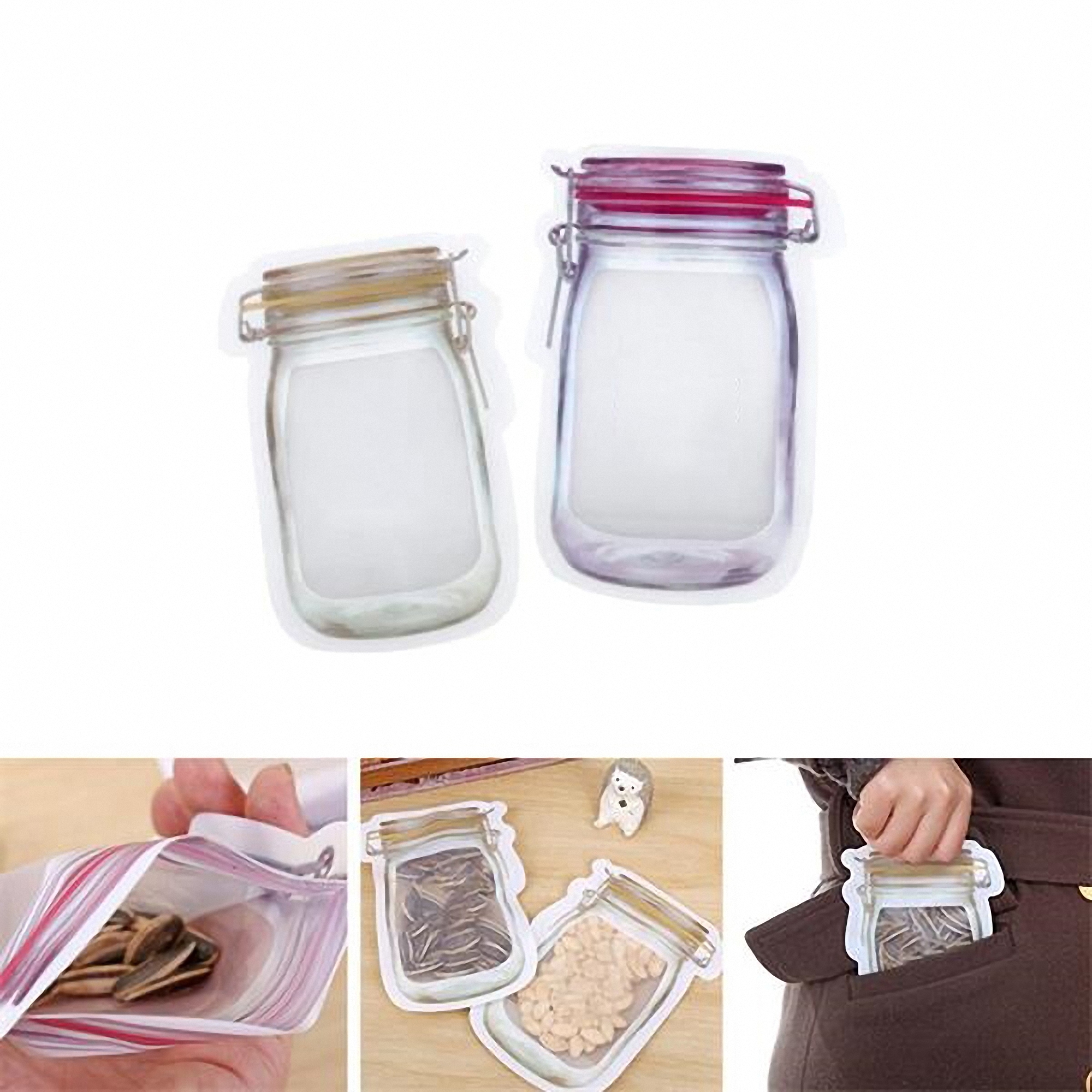 Jar Shaped Food Storage Ziplock Bag 7.68 x 4.72" 1