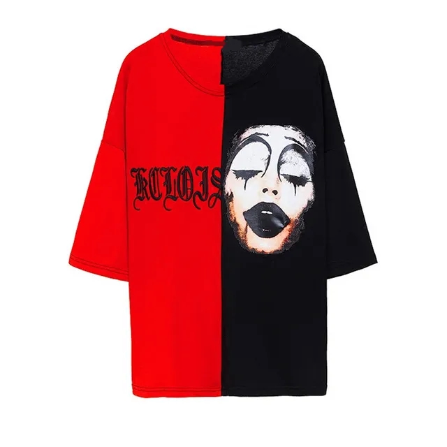 Custom Two-Tone Split Clown Print T-Shirt 2