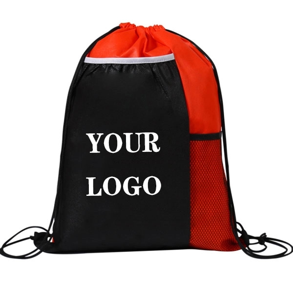 Non-Woven Pocket Sports Pack, custom drawstring bag with logo imprint 3