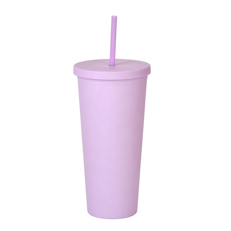 24 OZ Portable Double Plastic Skinny Tumbler / Straw 13